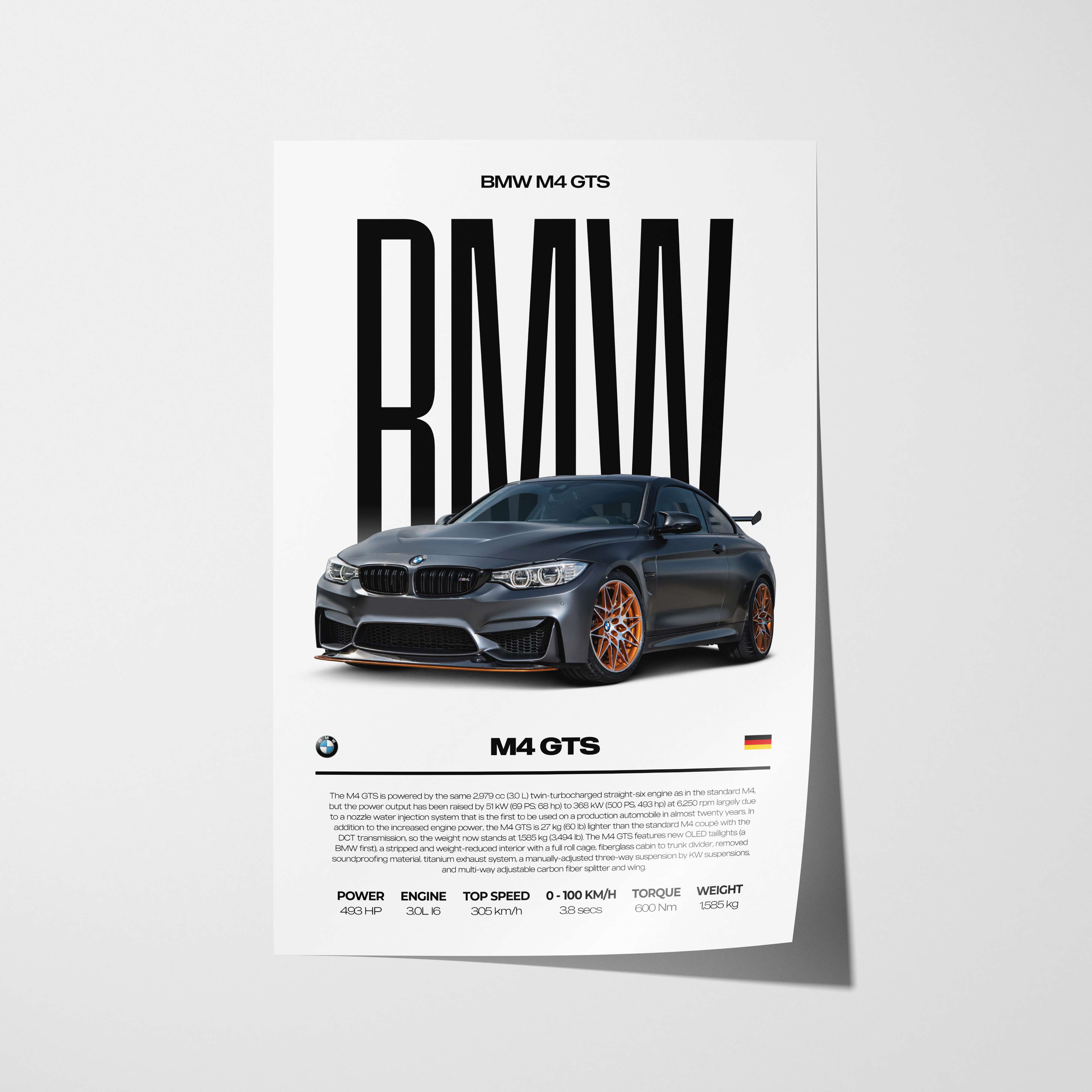 BMW M4 GTS Poster