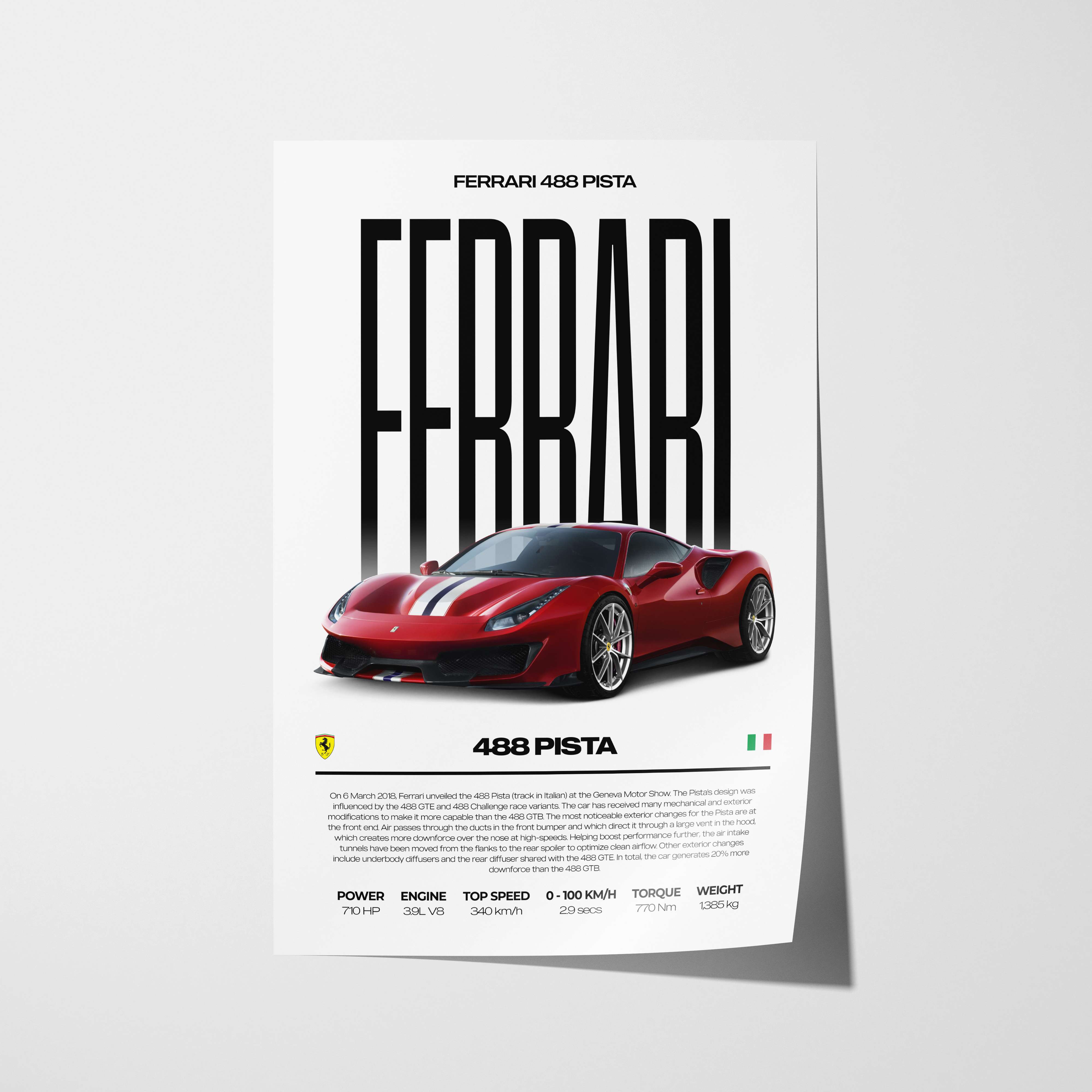 Ferrari 488 Pista Poster