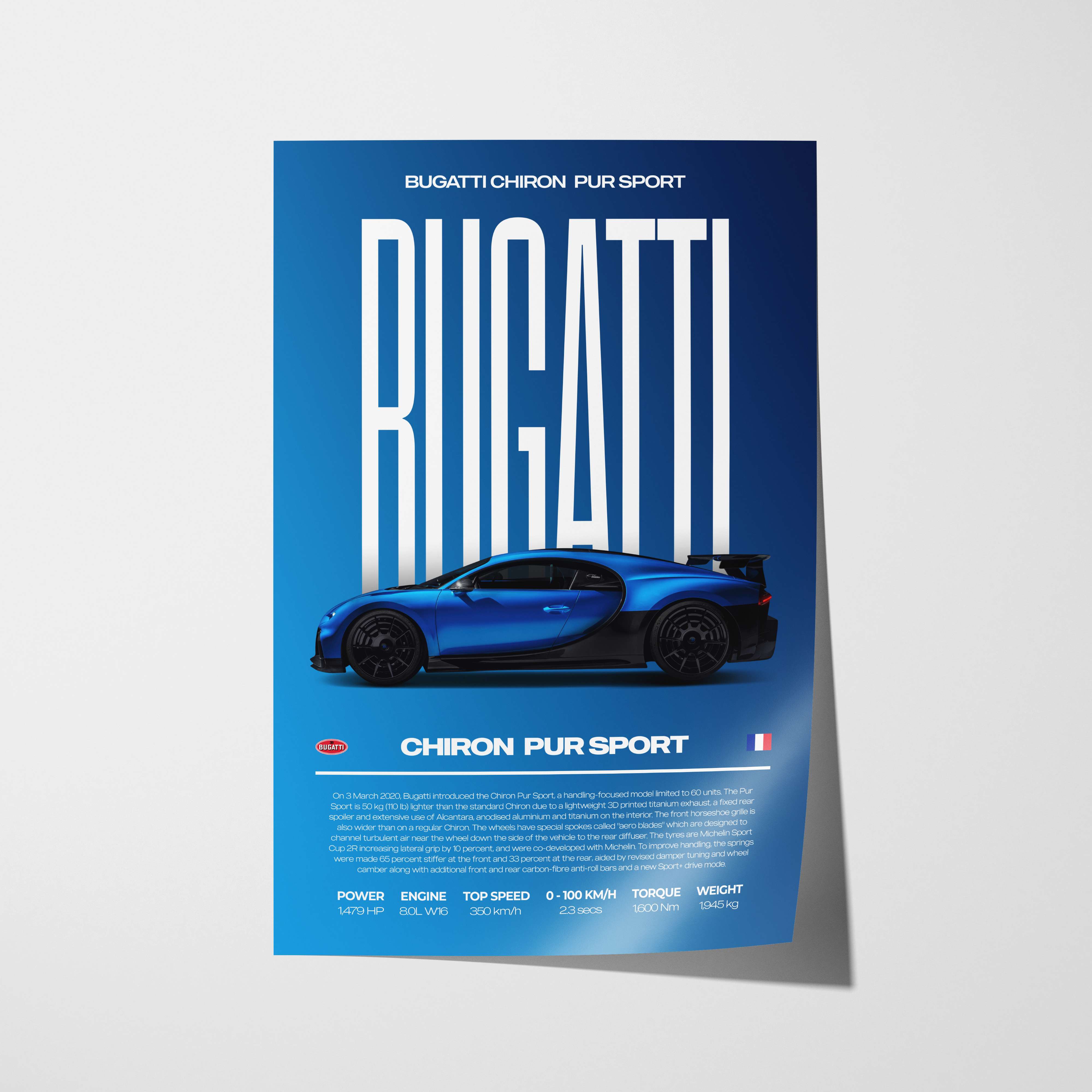 Bugatti Chiron Pur Sport Poster