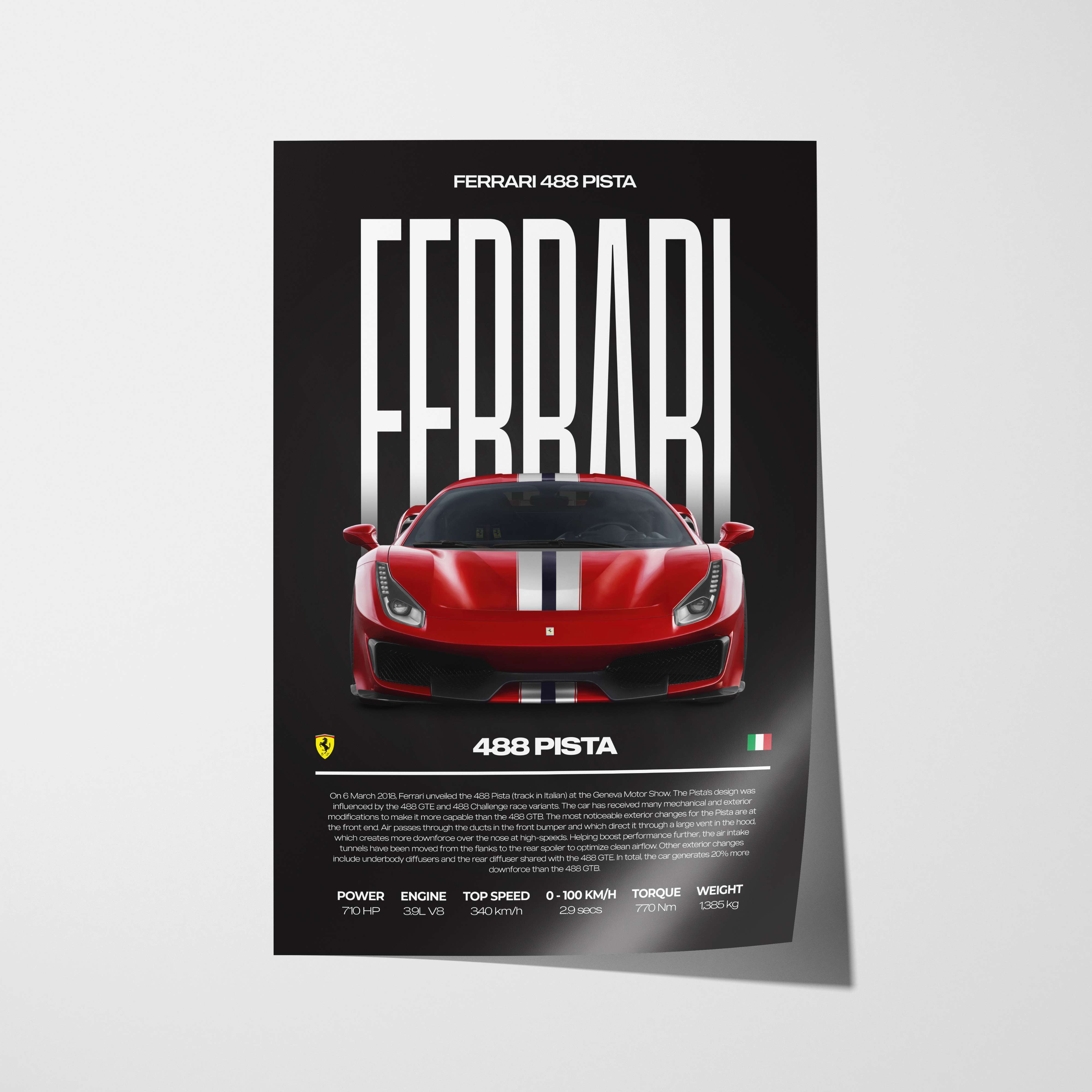 Ferrari 488 Pista Poster