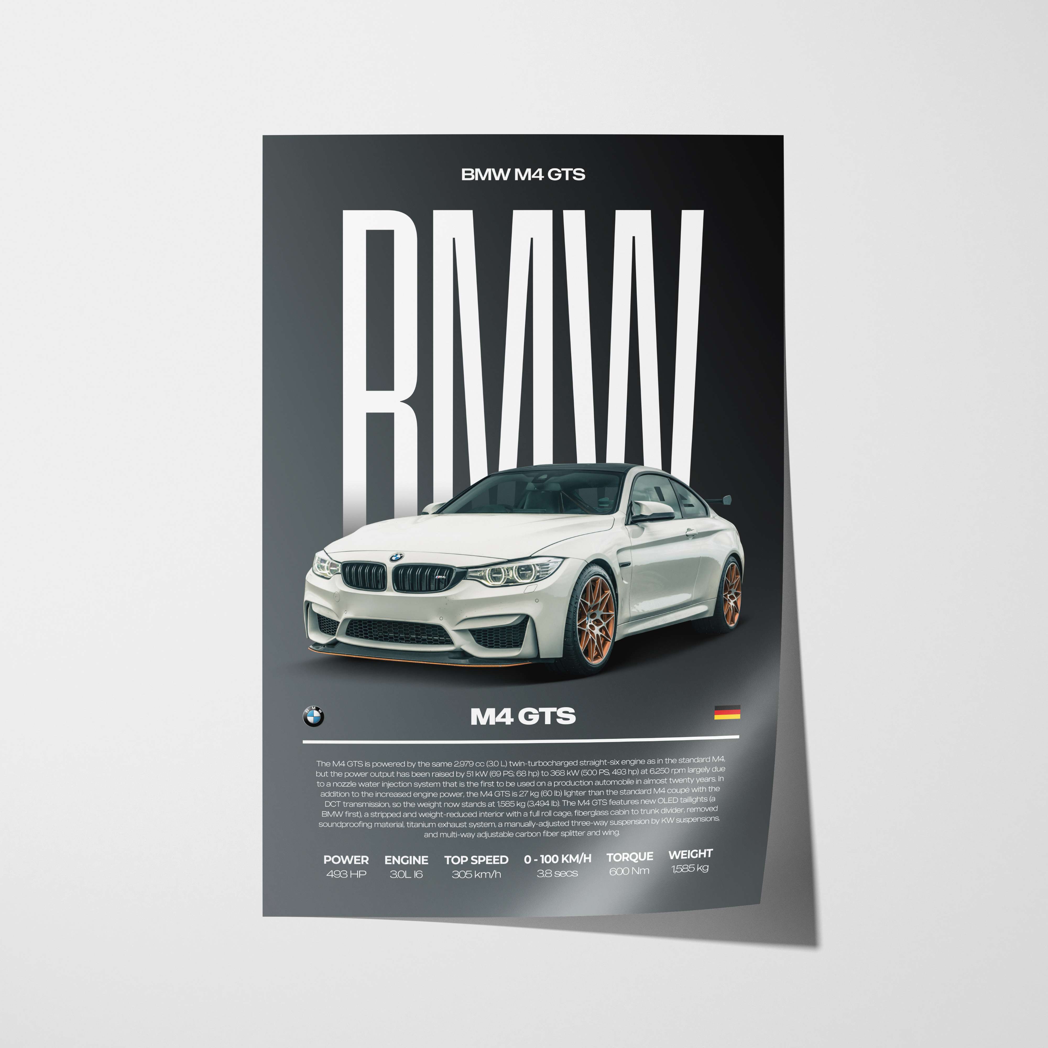 BMW M4 GTS Poster