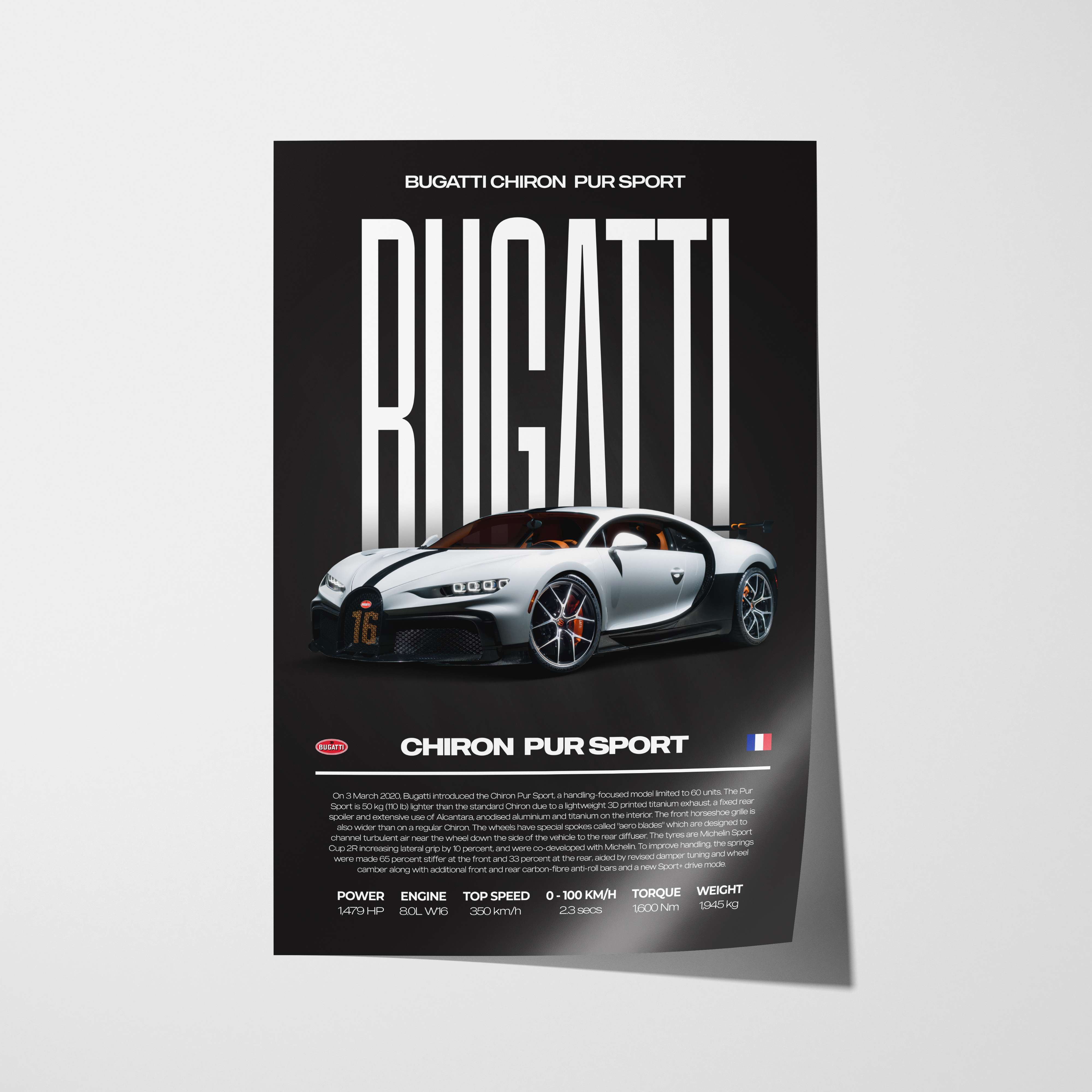 Bugatti Chiron Pur Sport Poster