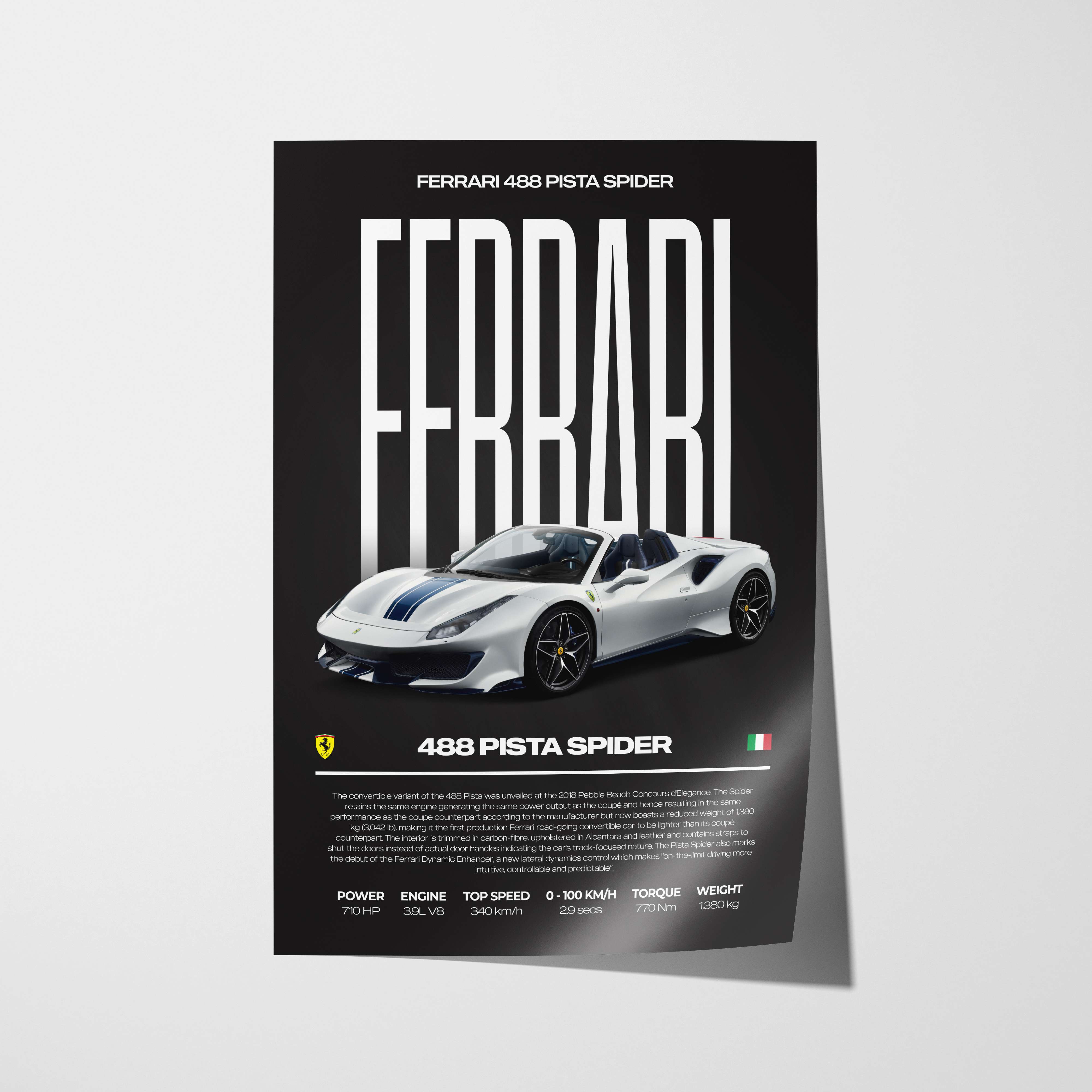 Ferrari 488 Pista Spider Poster