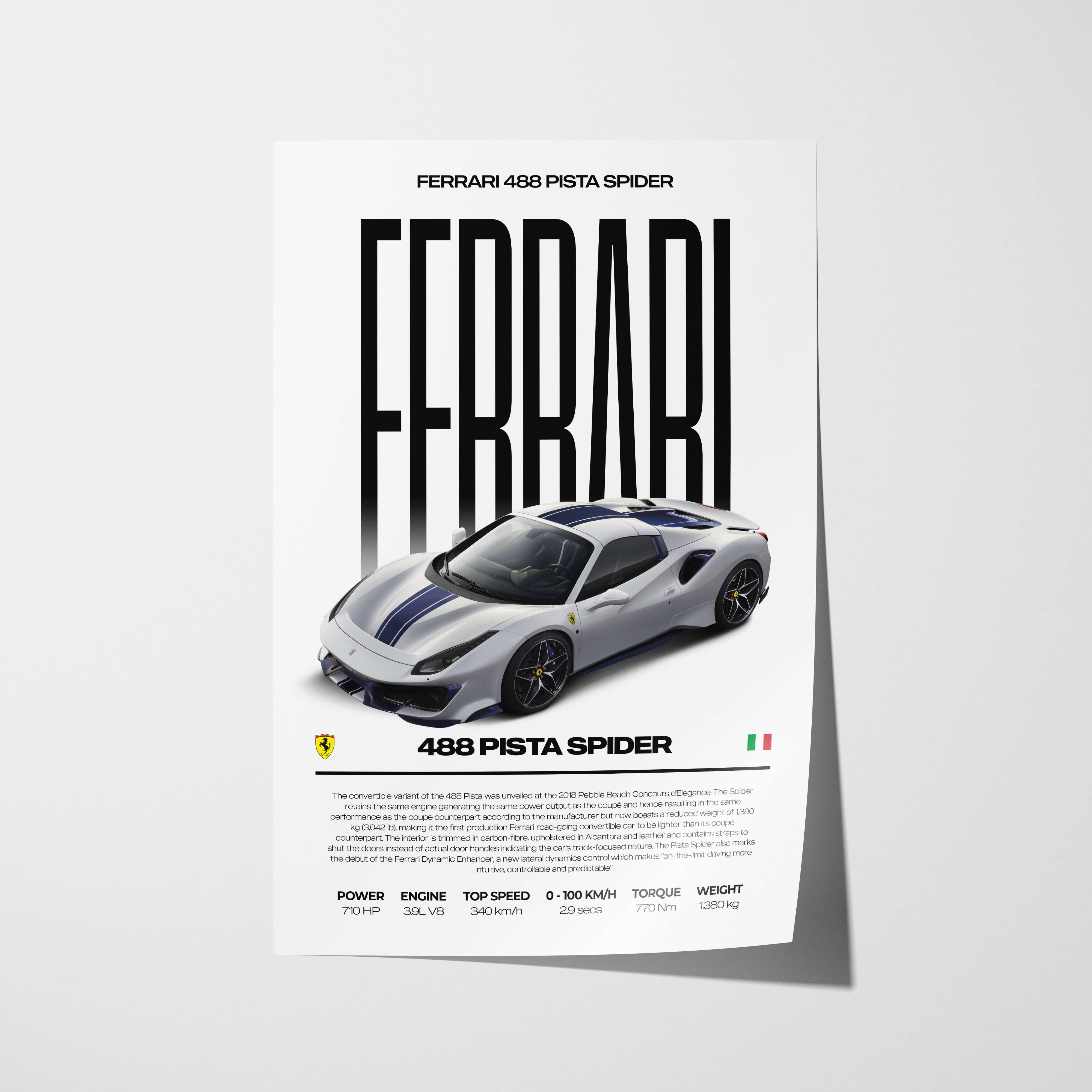 Ferrari 488 Pista Spider Poster