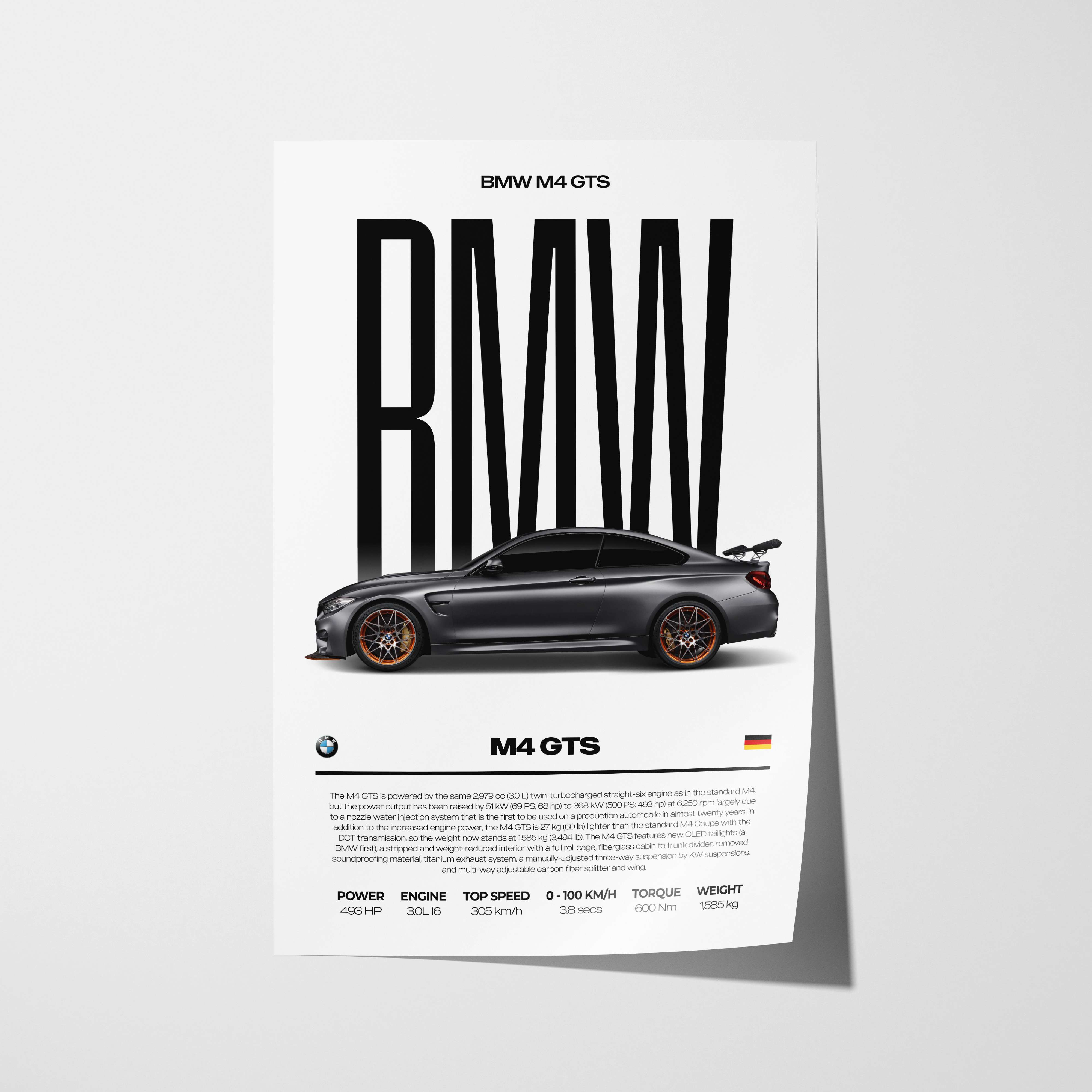 BMW M4 GTS Poster