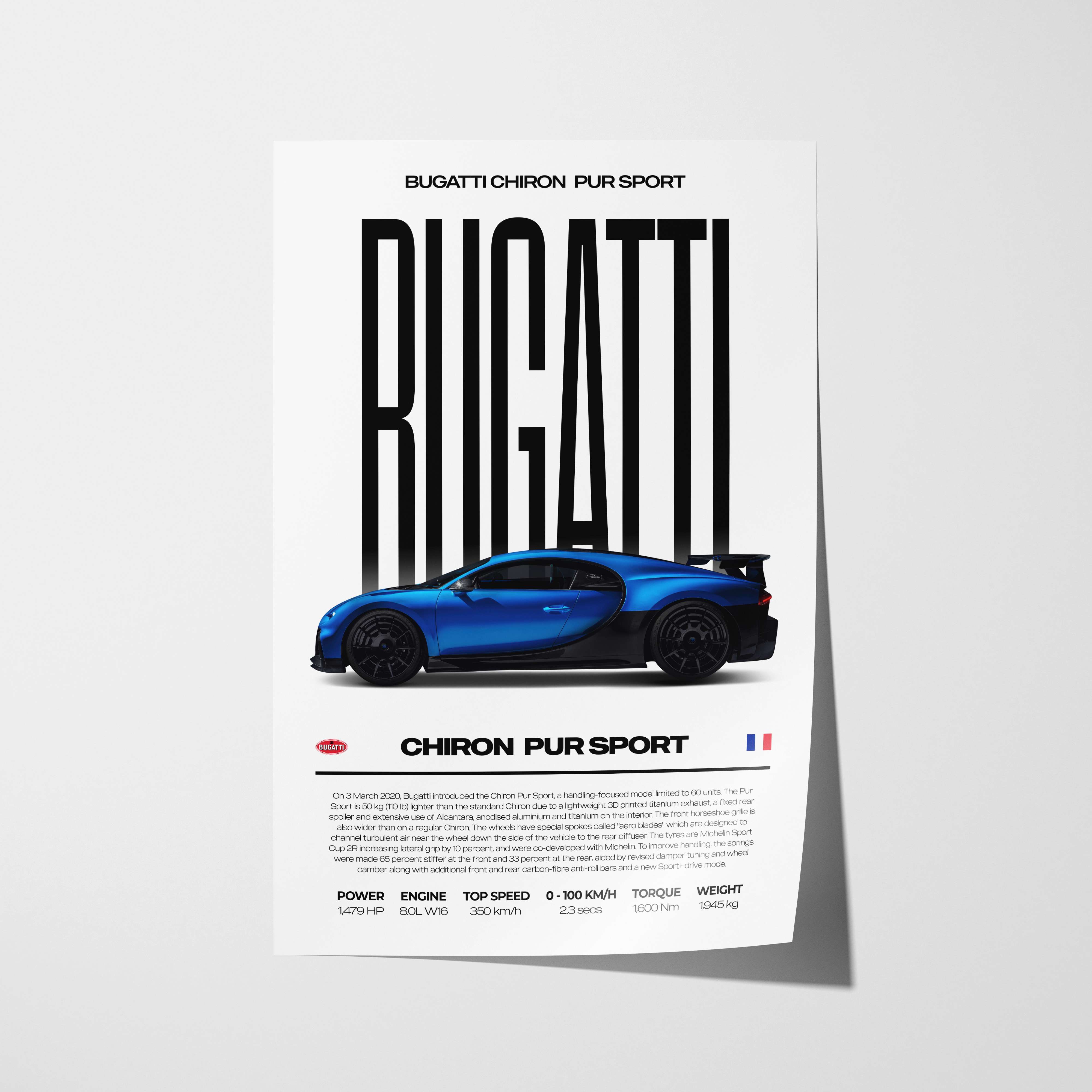 Bugatti Chiron Pur Sport Poster