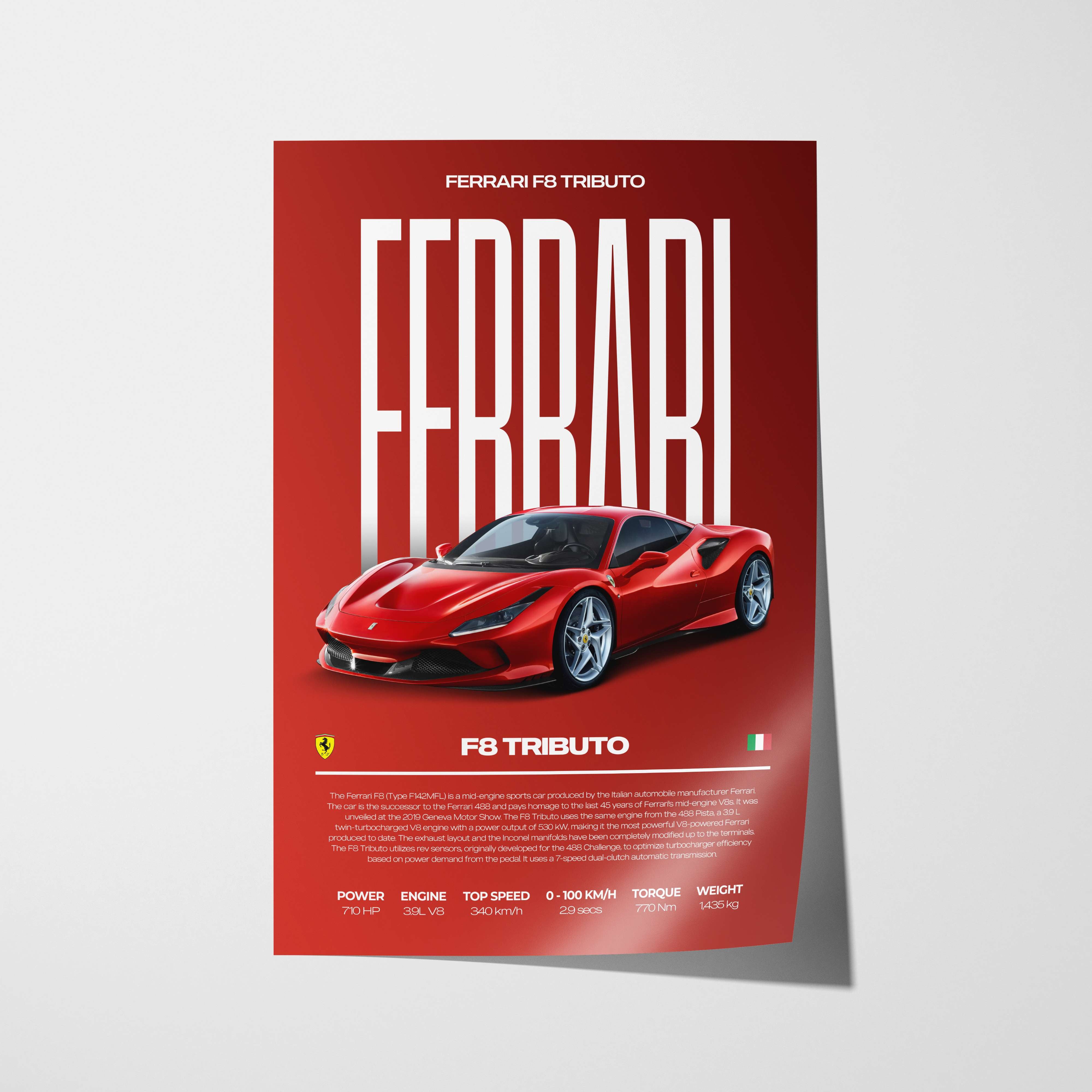 Ferrari F8 Tributo Poster