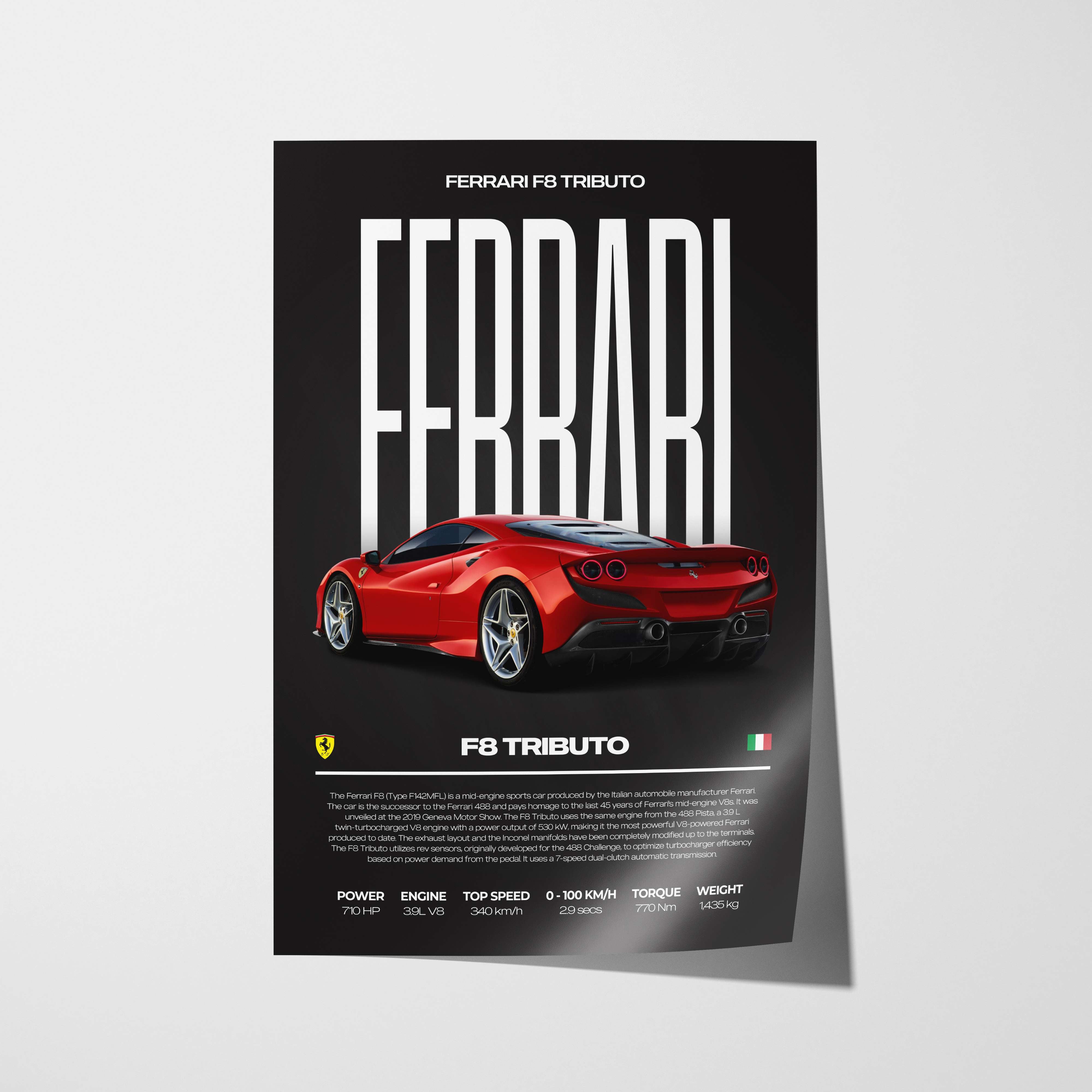 Ferrari F8 Tributo Poster