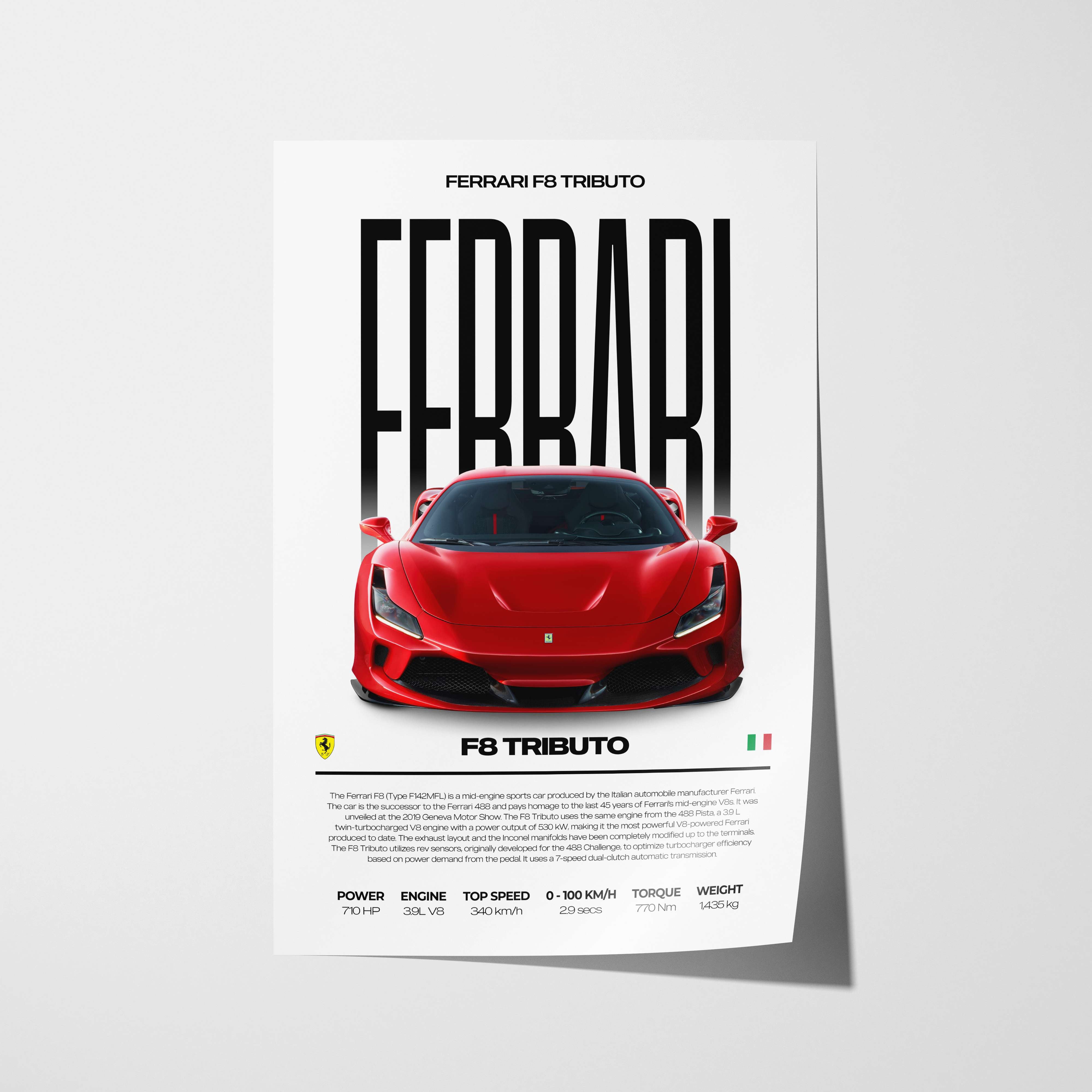 Ferrari F8 Tributo Poster