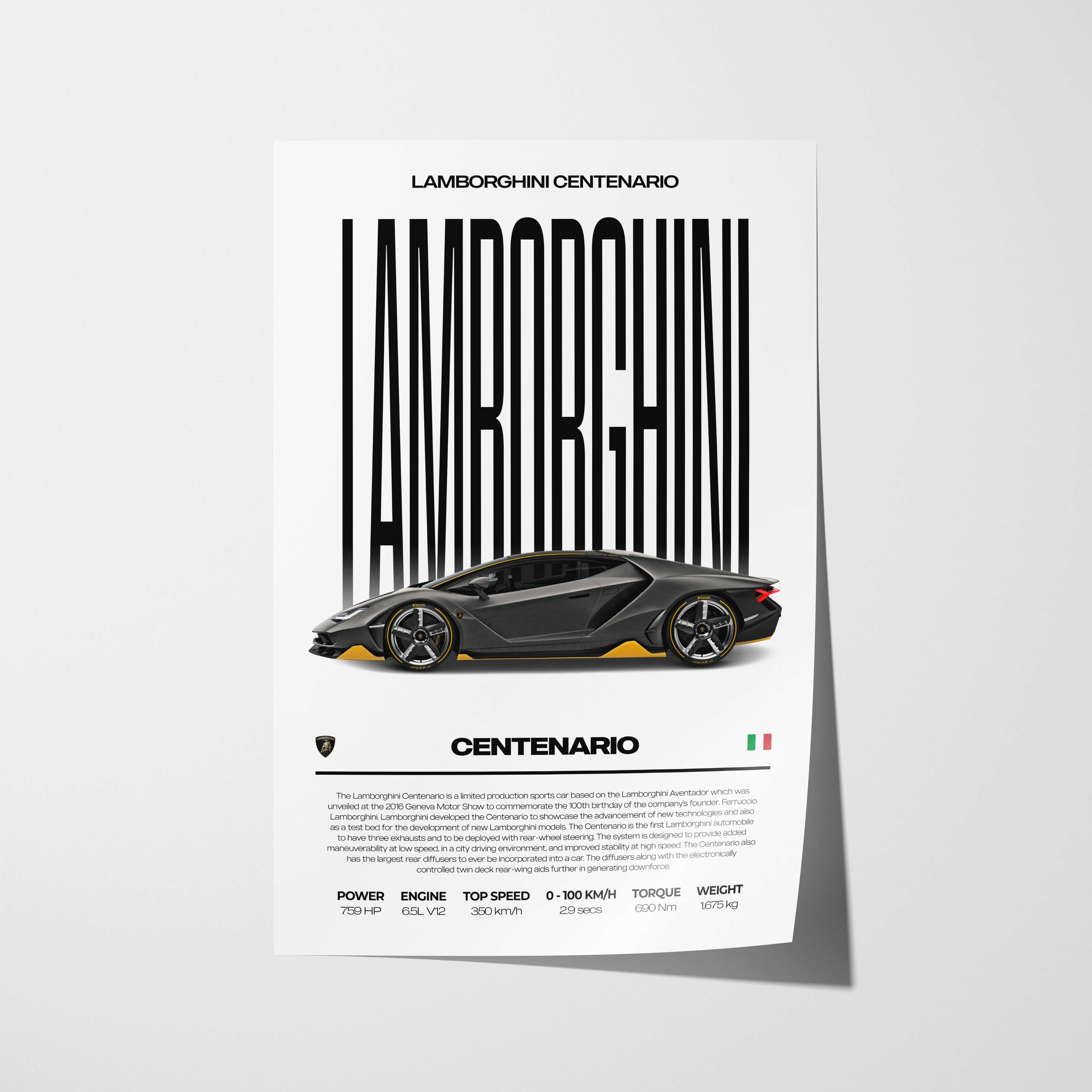 Lamborghini Centenario Poster