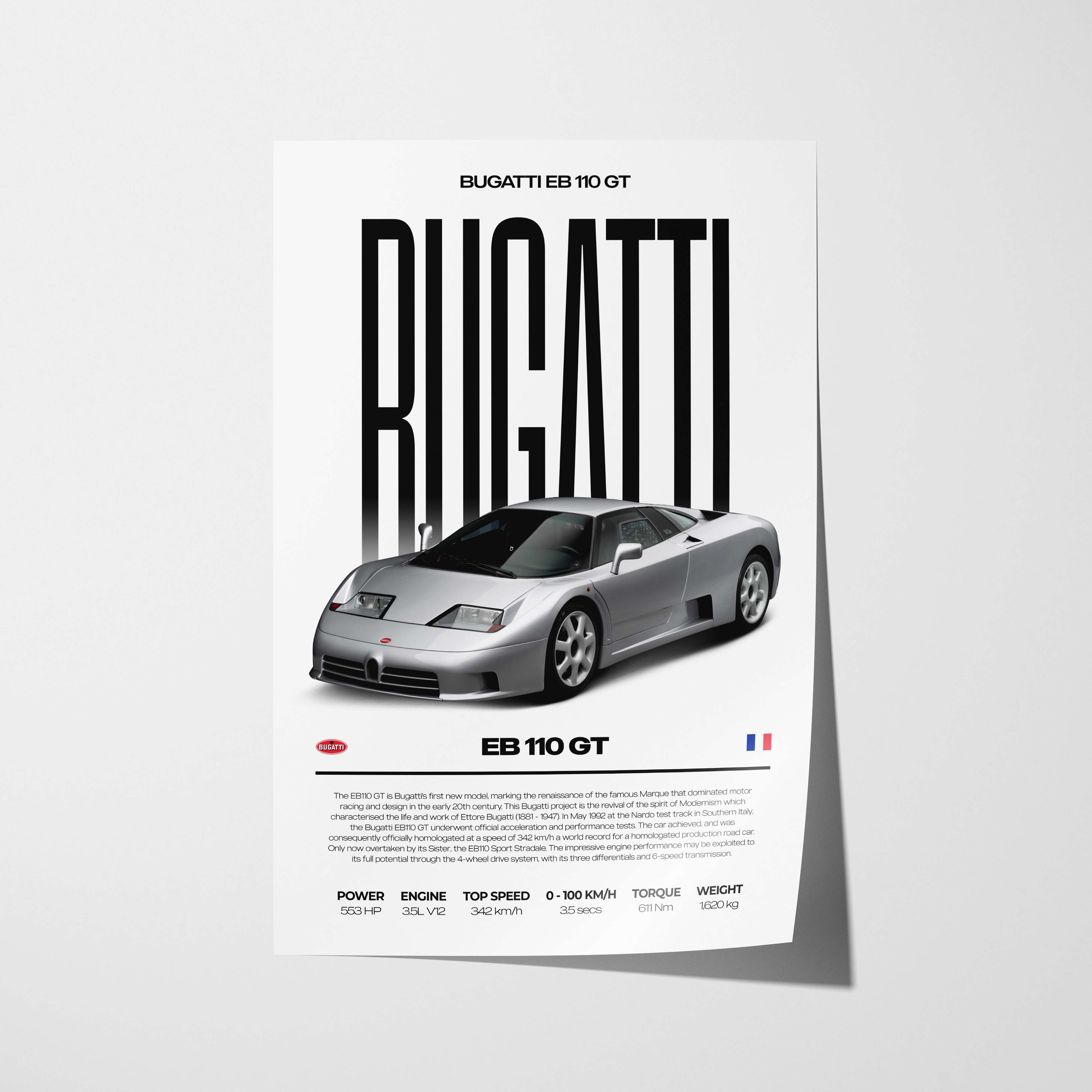 Bugatti EB 110 GT Poster