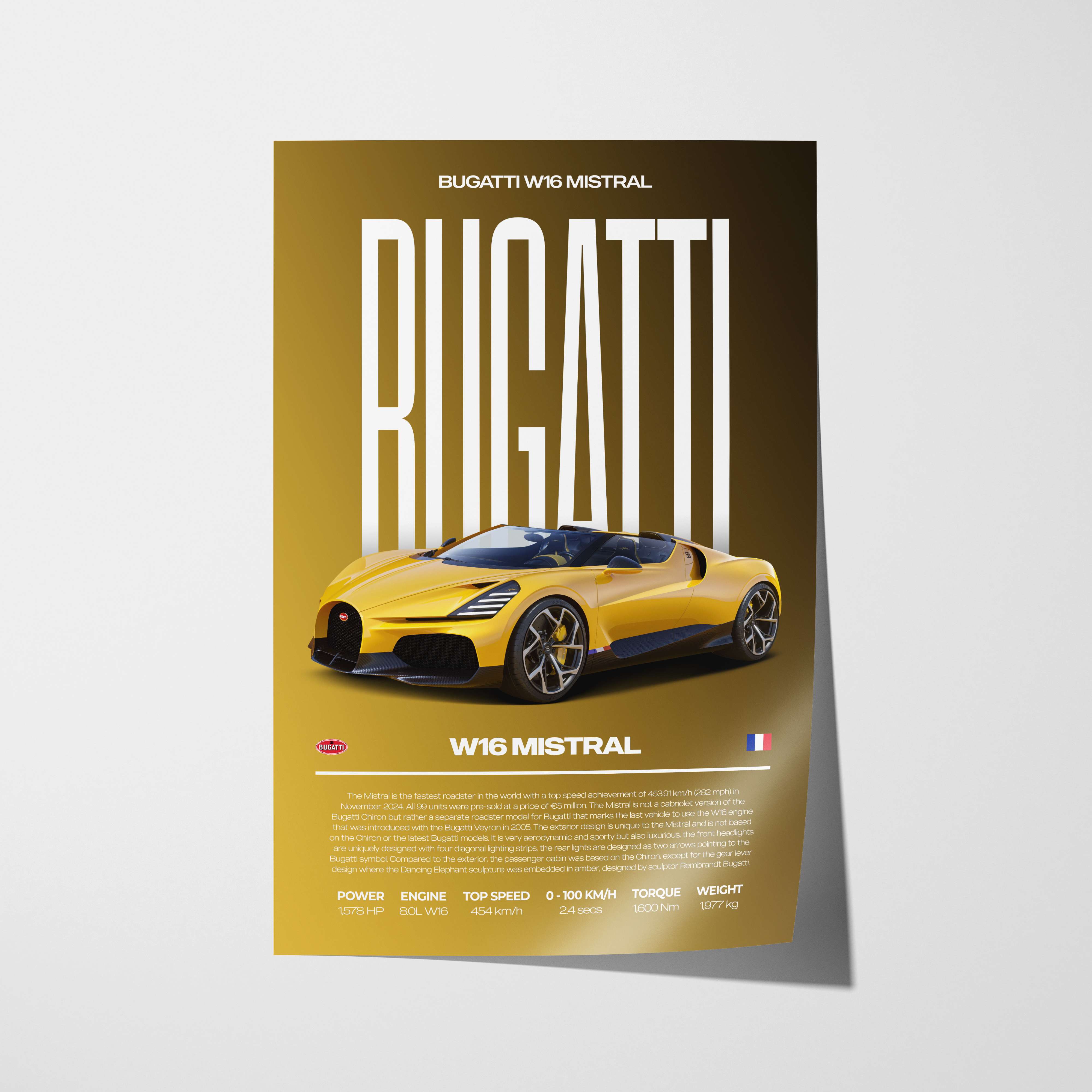 Bugatti W16 Mistral Poster