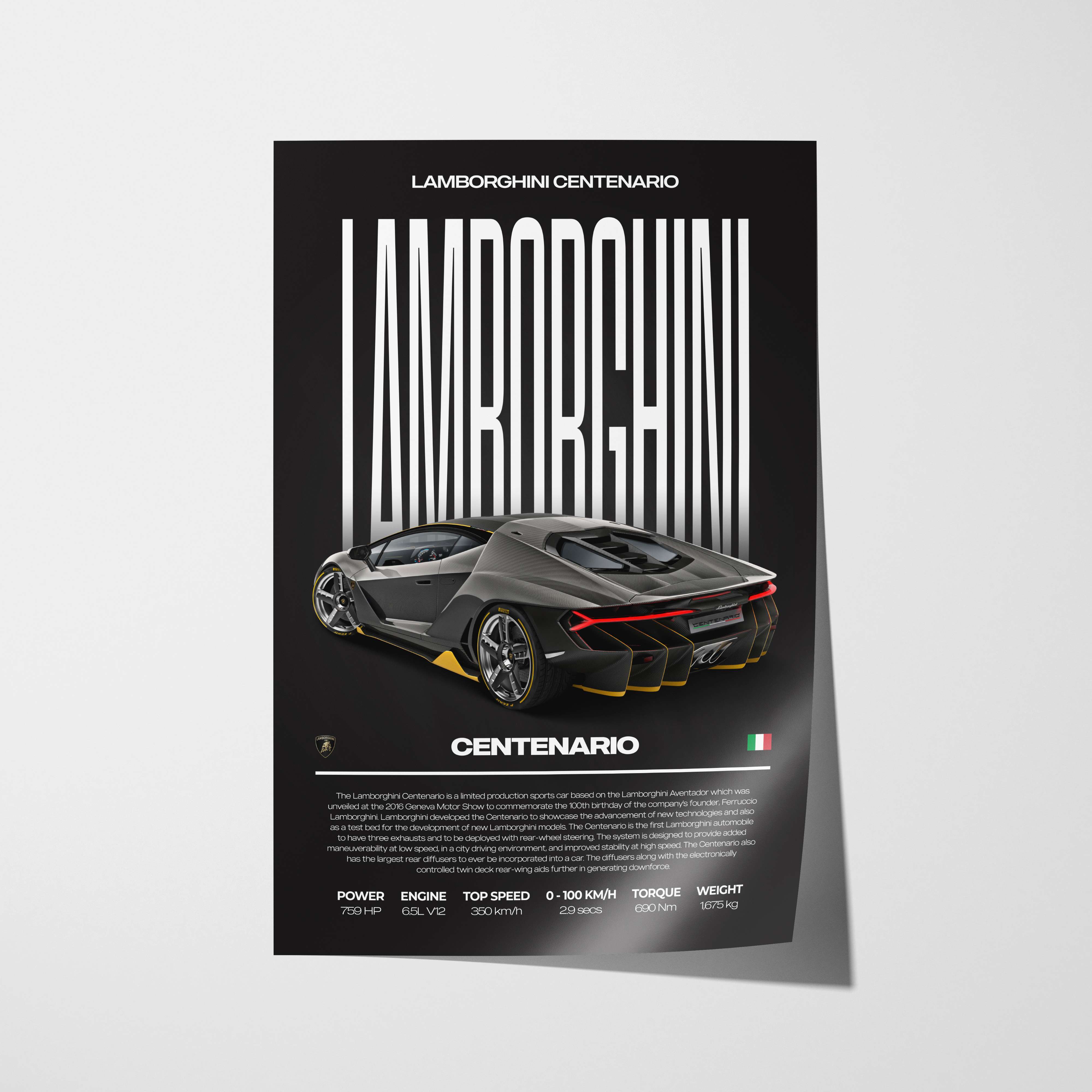 Lamborghini Centenario Poster