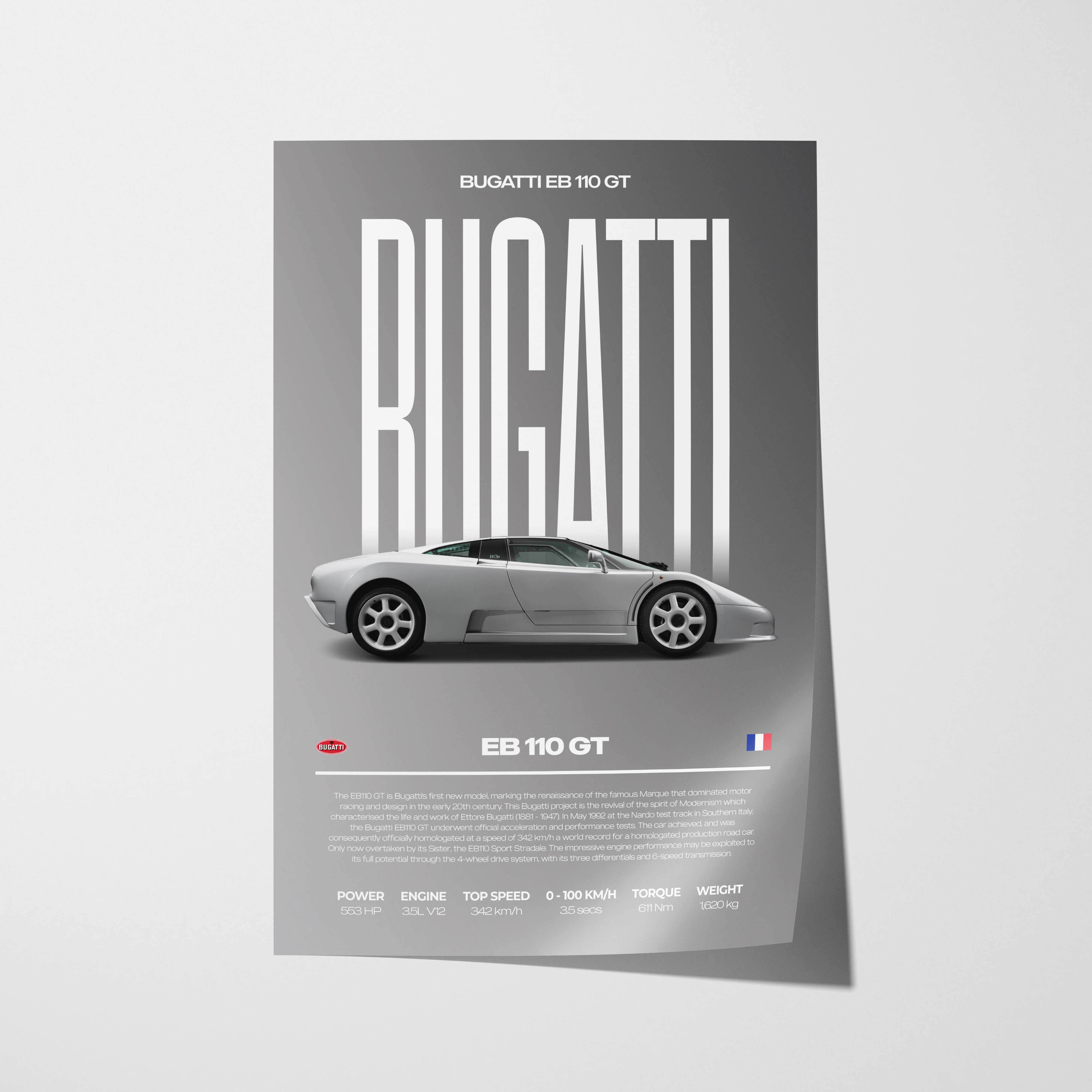 Bugatti EB 110 GT Poster