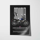 Street Scrambler Gold Line Motorcycle Poster