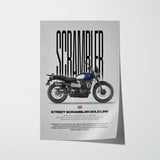 Street Scrambler Gold Line Motorcycle Poster