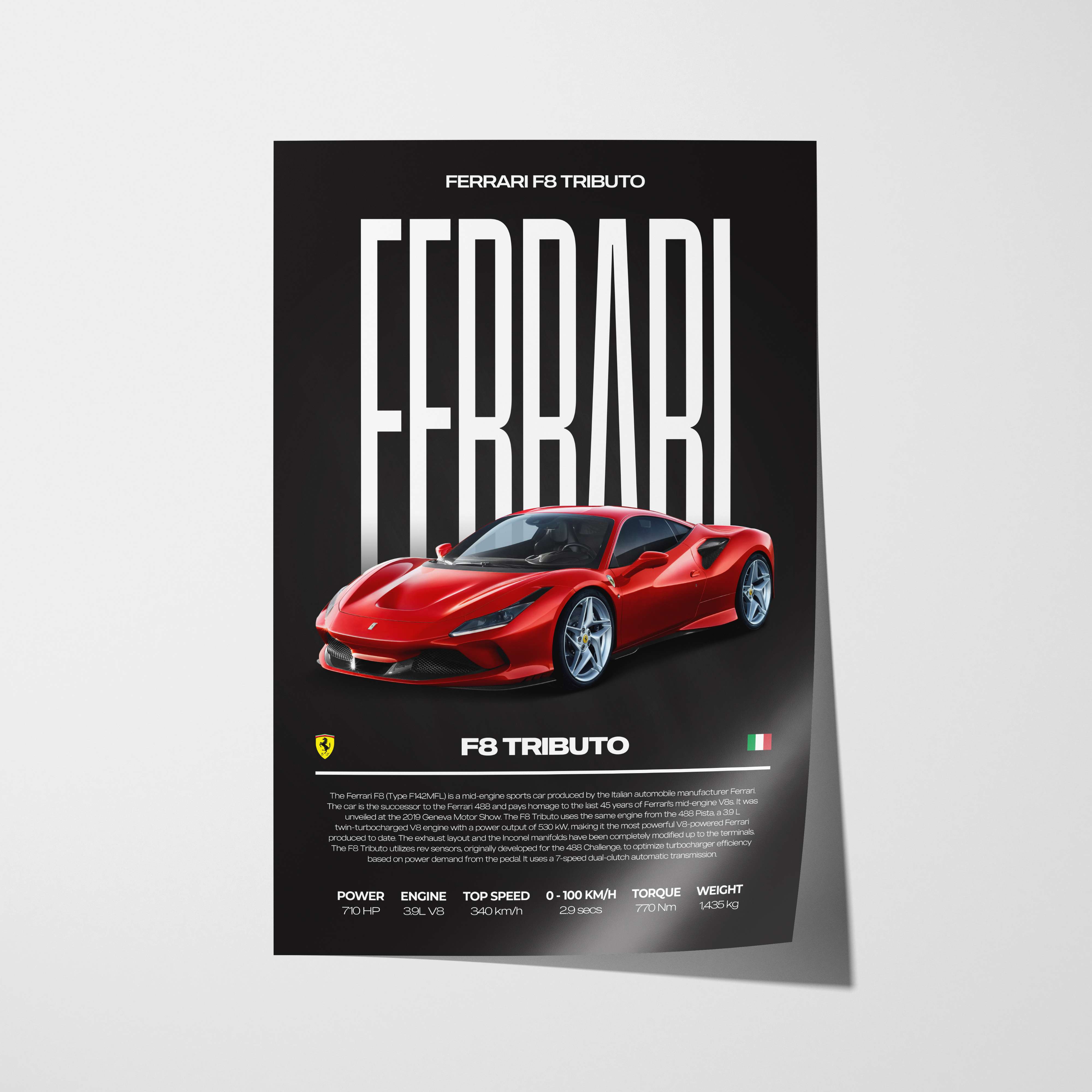 Ferrari F8 Tributo Poster