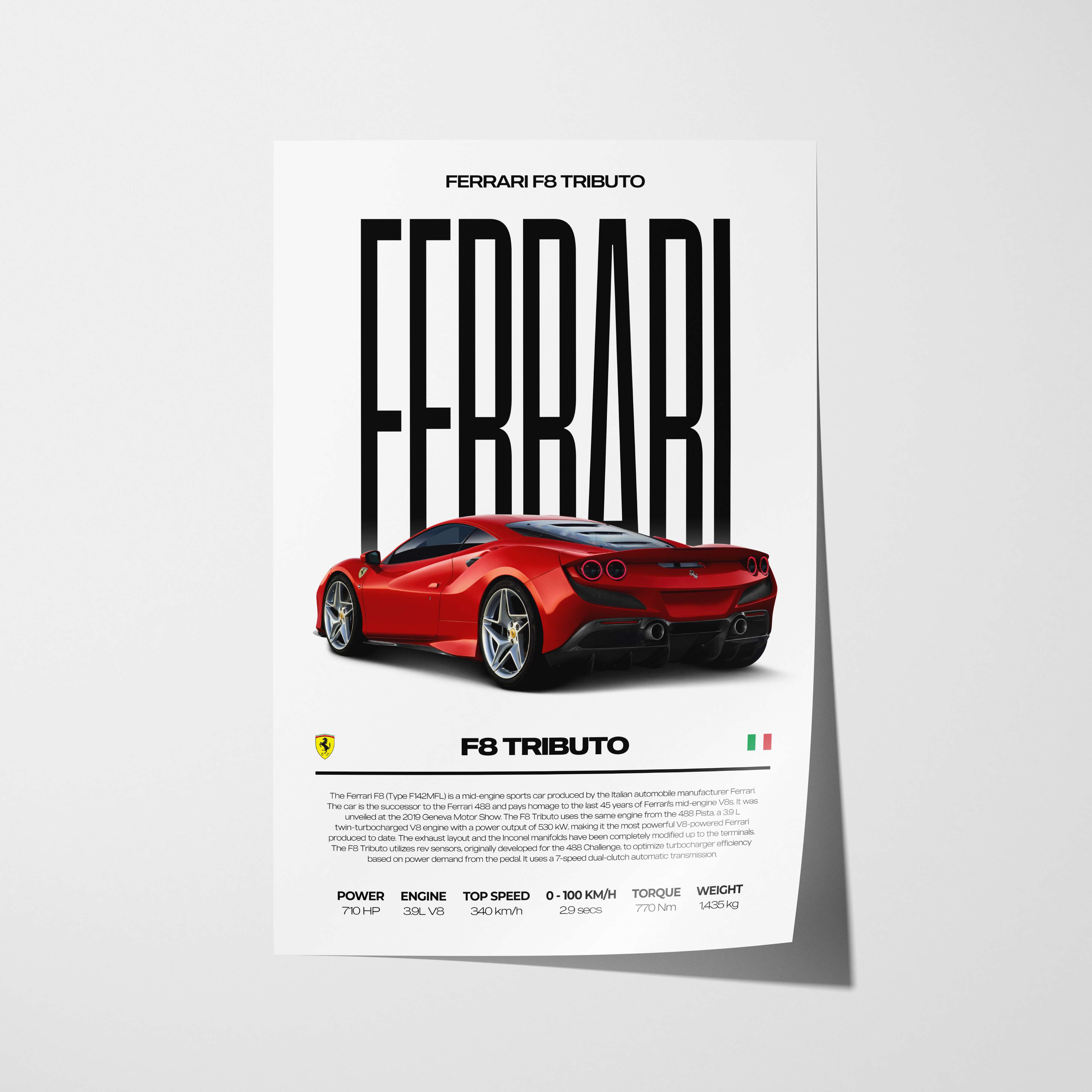 Ferrari F8 Tributo Poster