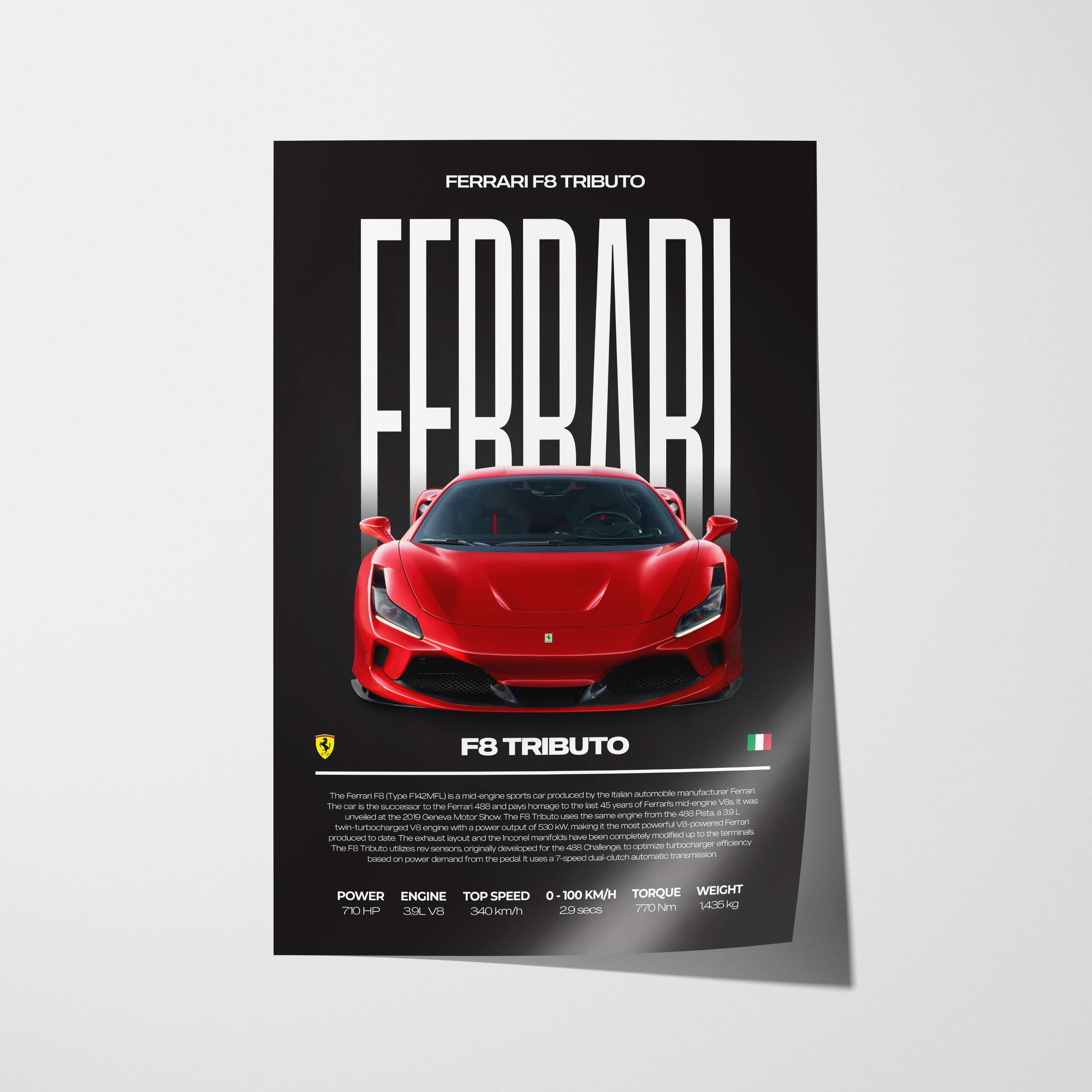 Ferrari F8 Tributo Poster