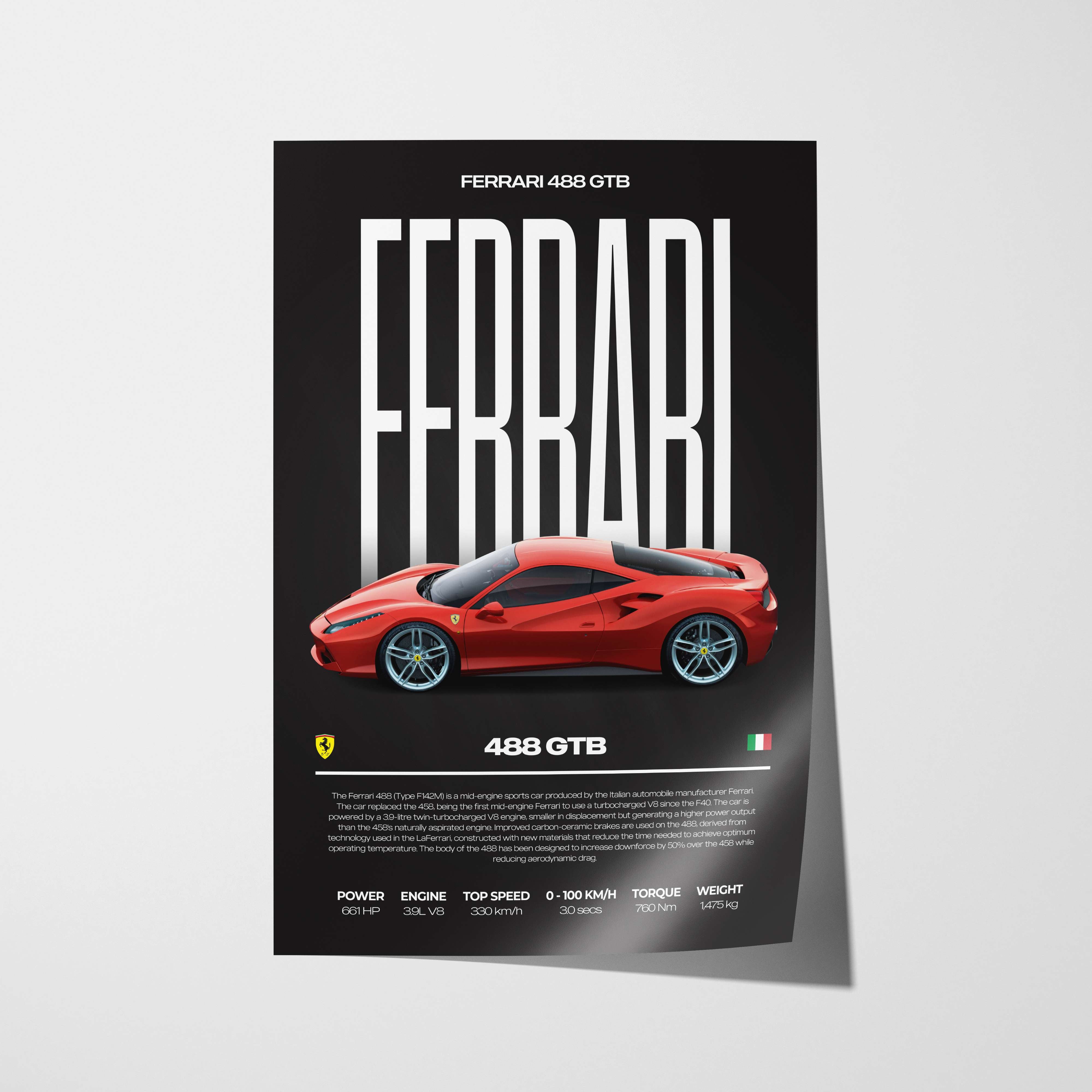 Ferrari 488 GTB Poster