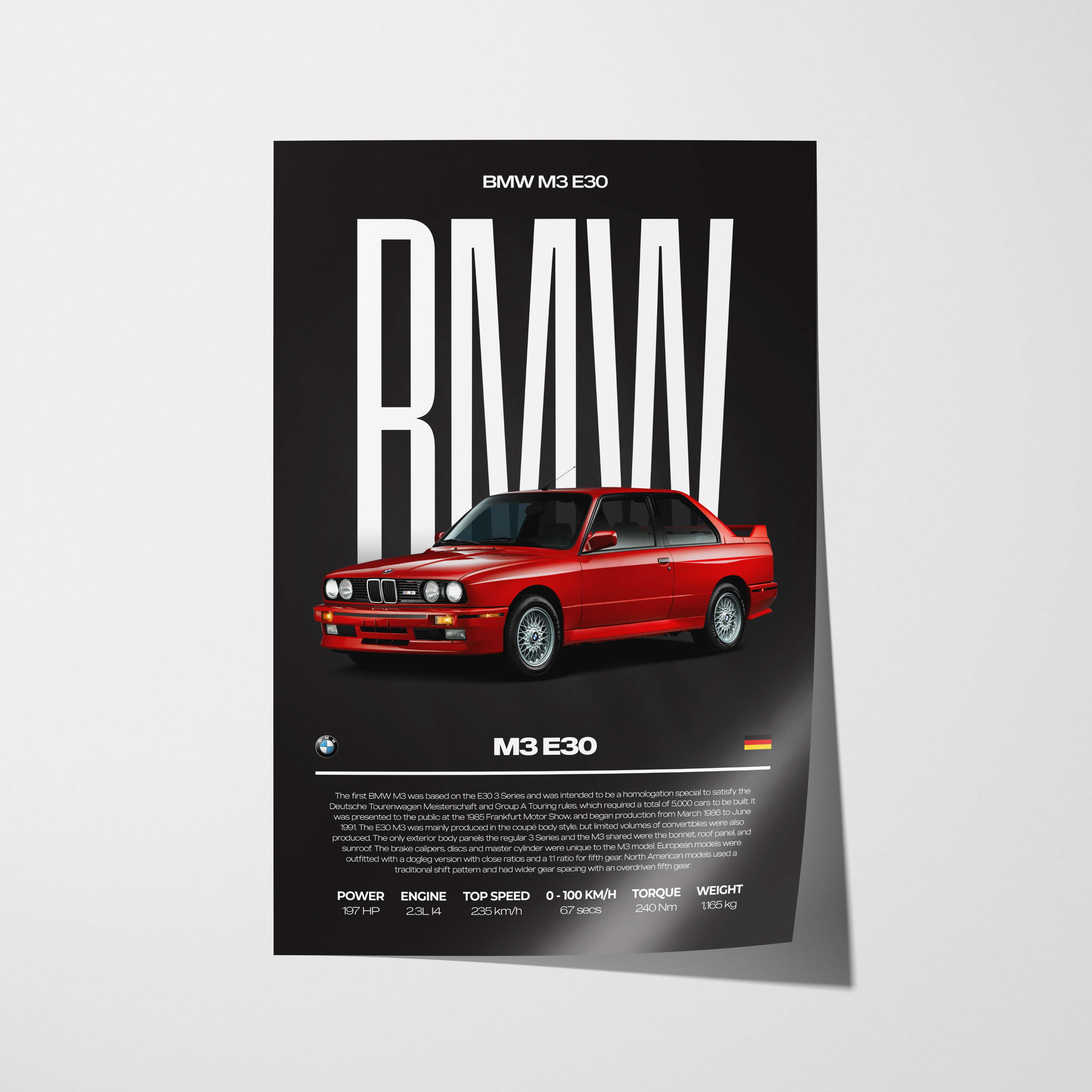 BMW M3 E30 Poster