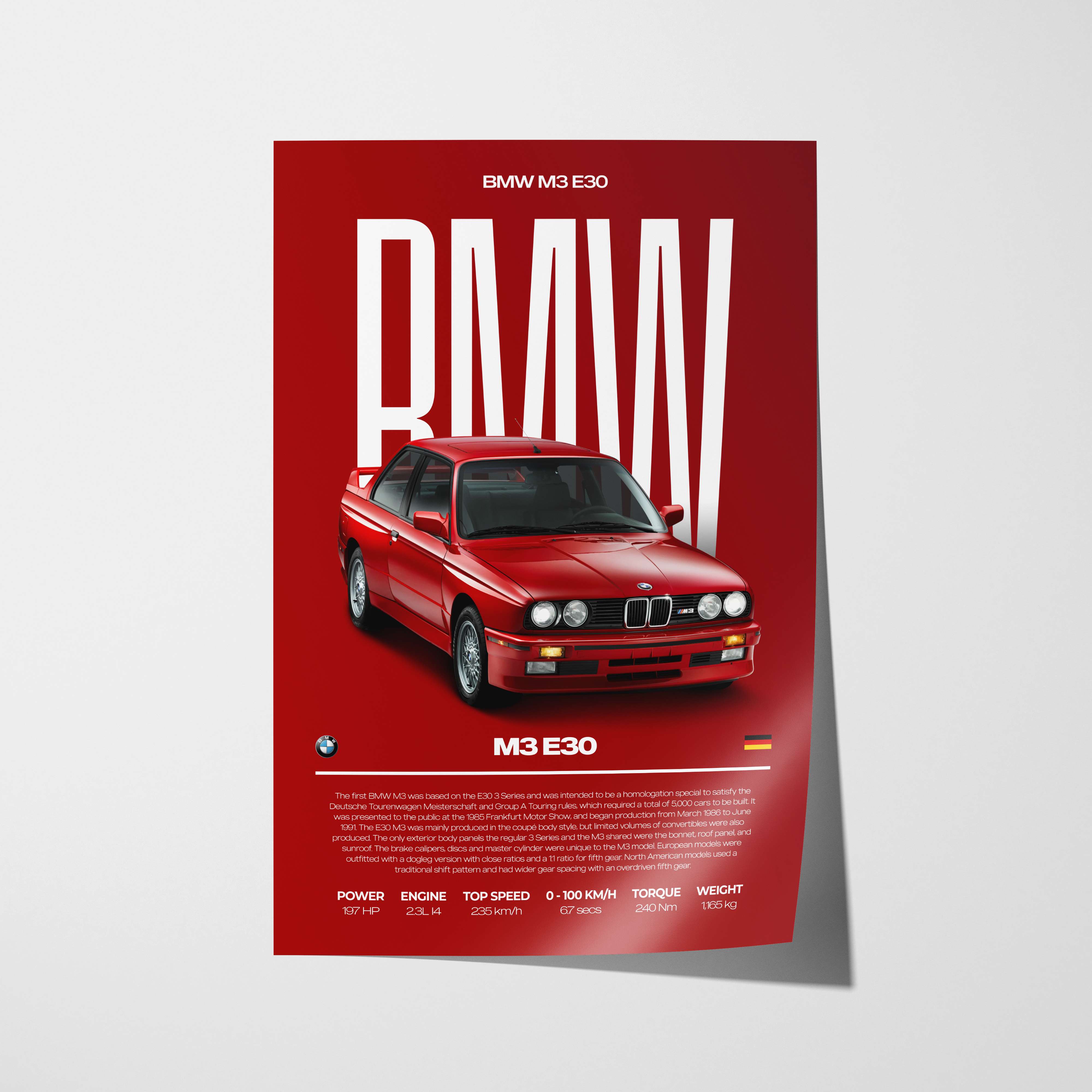 BMW M3 E30 Poster