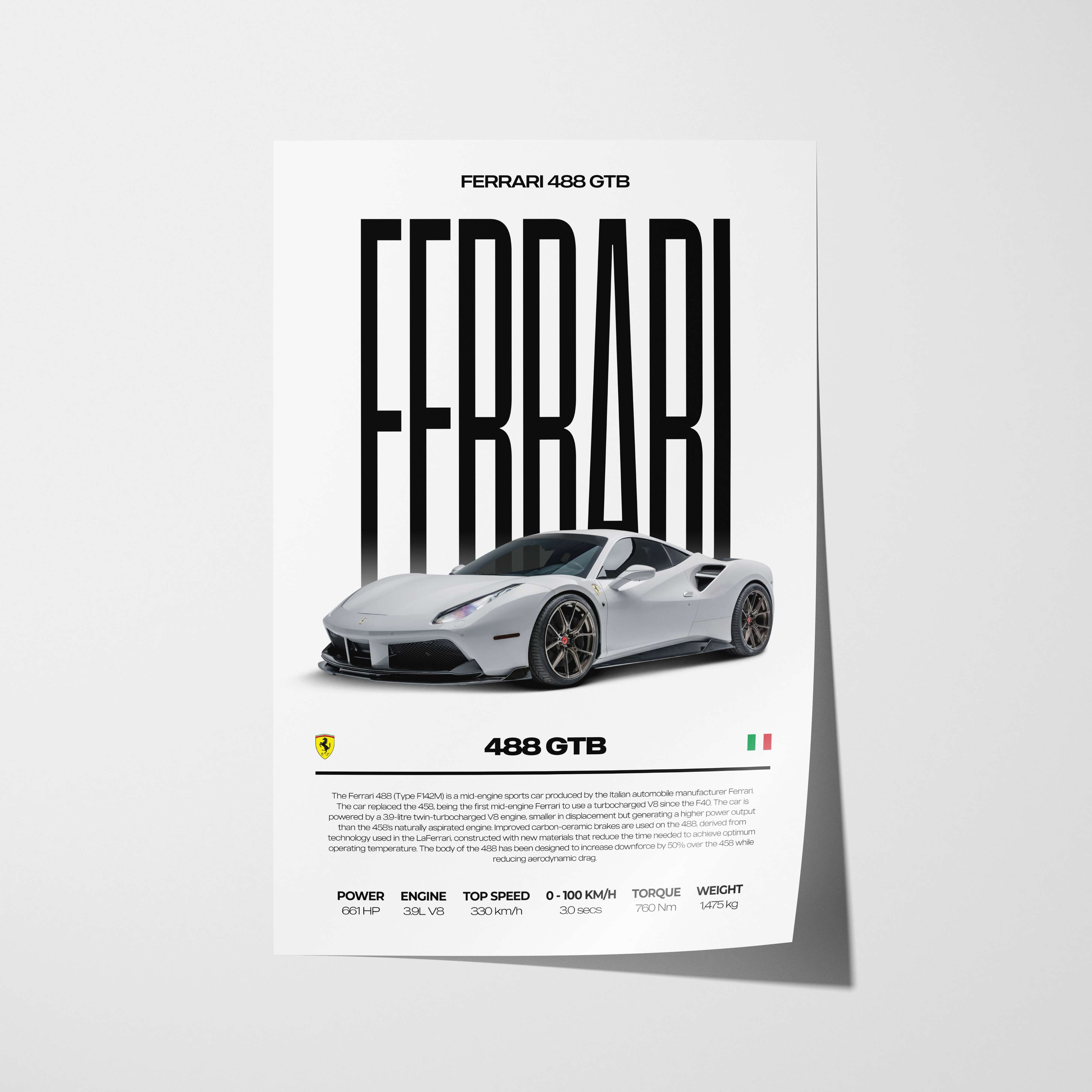 Ferrari 488 GTB Poster