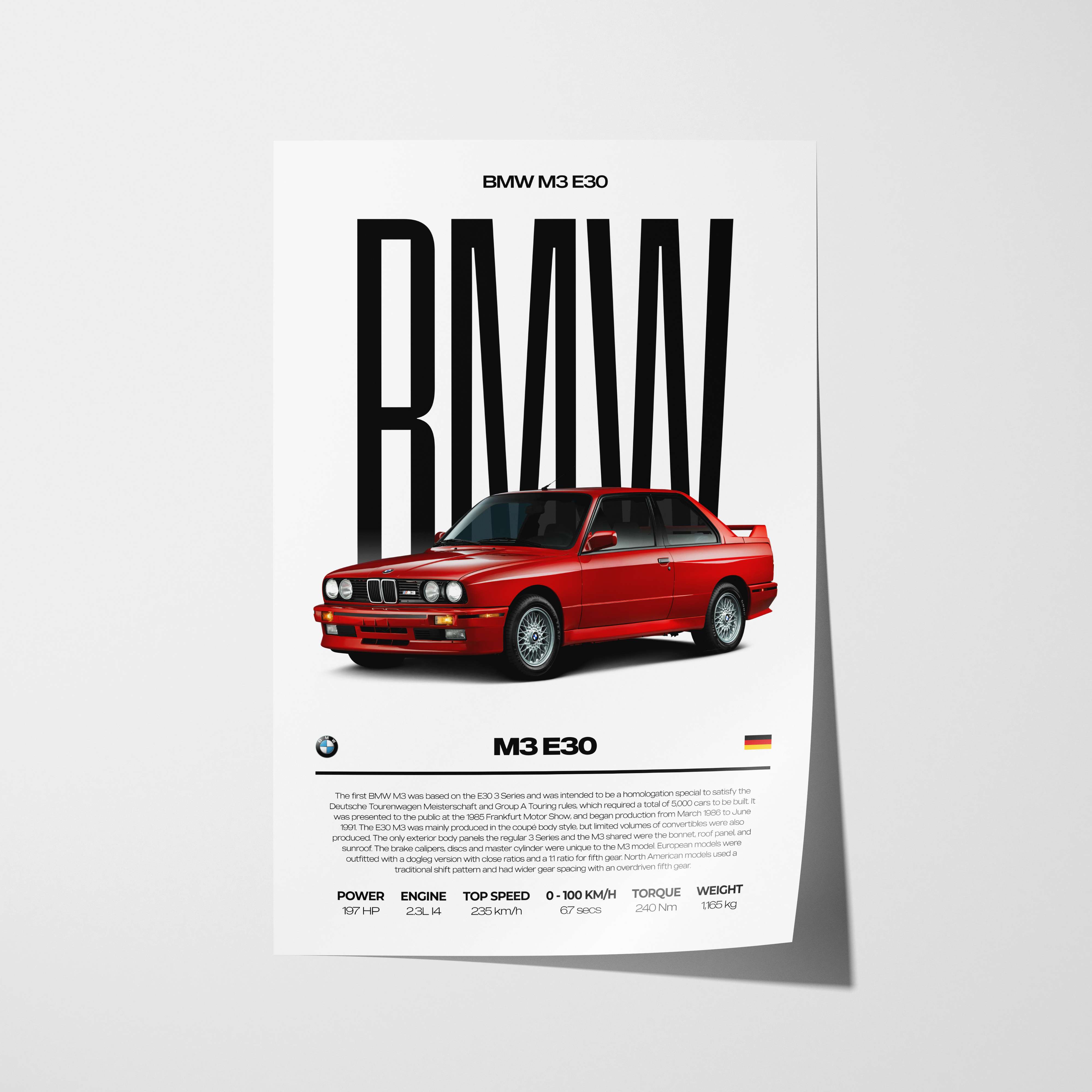 BMW M3 E30 Poster