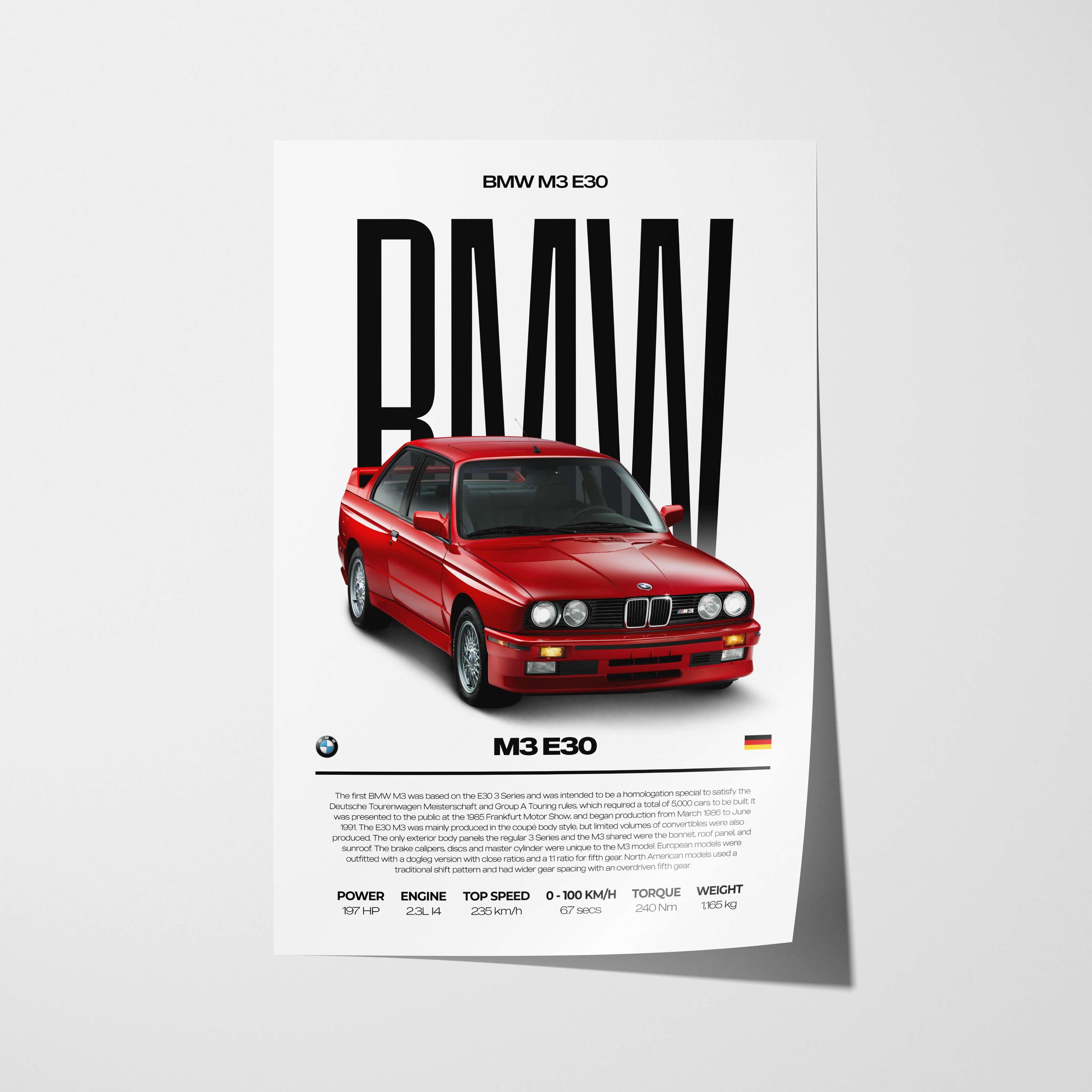 BMW M3 E30 Poster