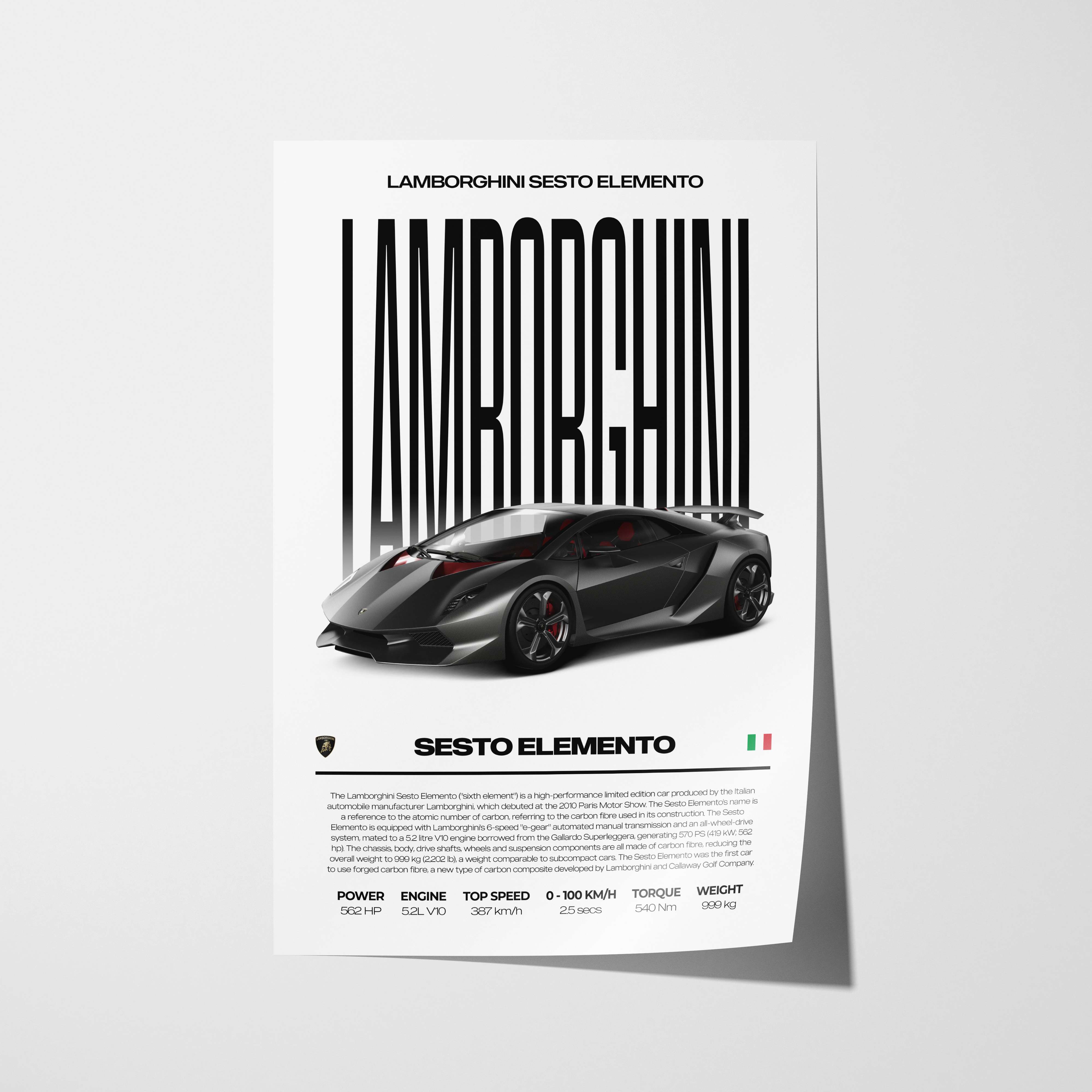 Lamborghini Sesto Elemento Poster