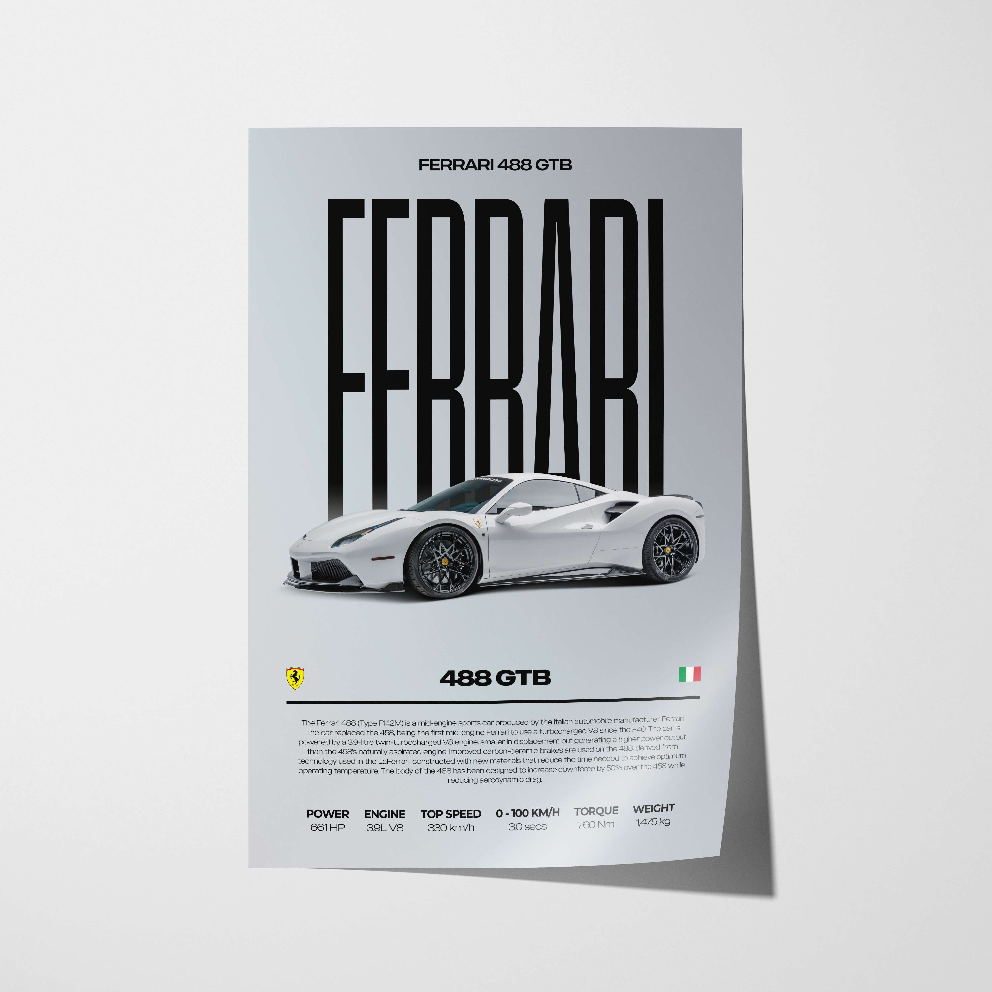 Ferrari 488 GTB Poster