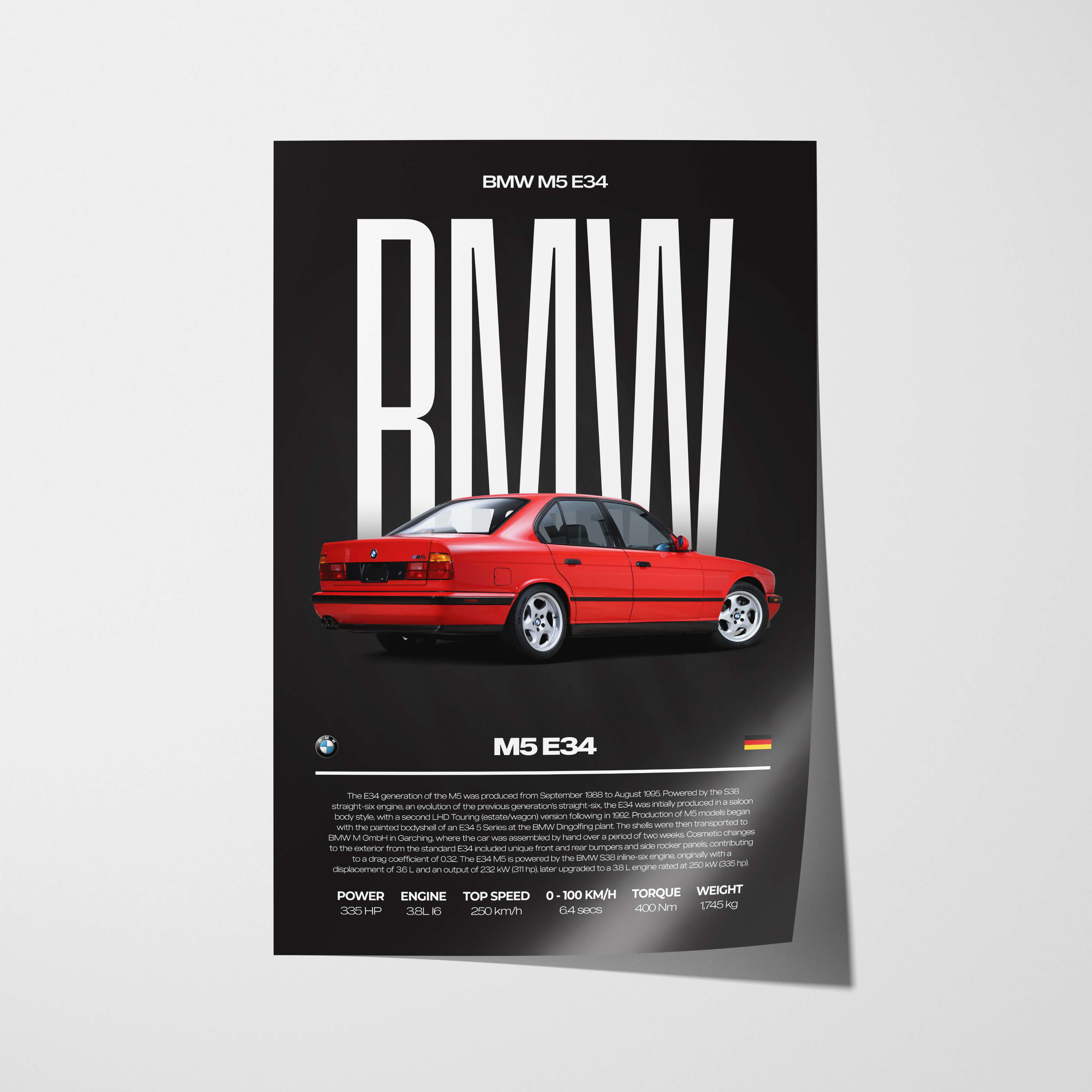 BMW M5 E34 Poster