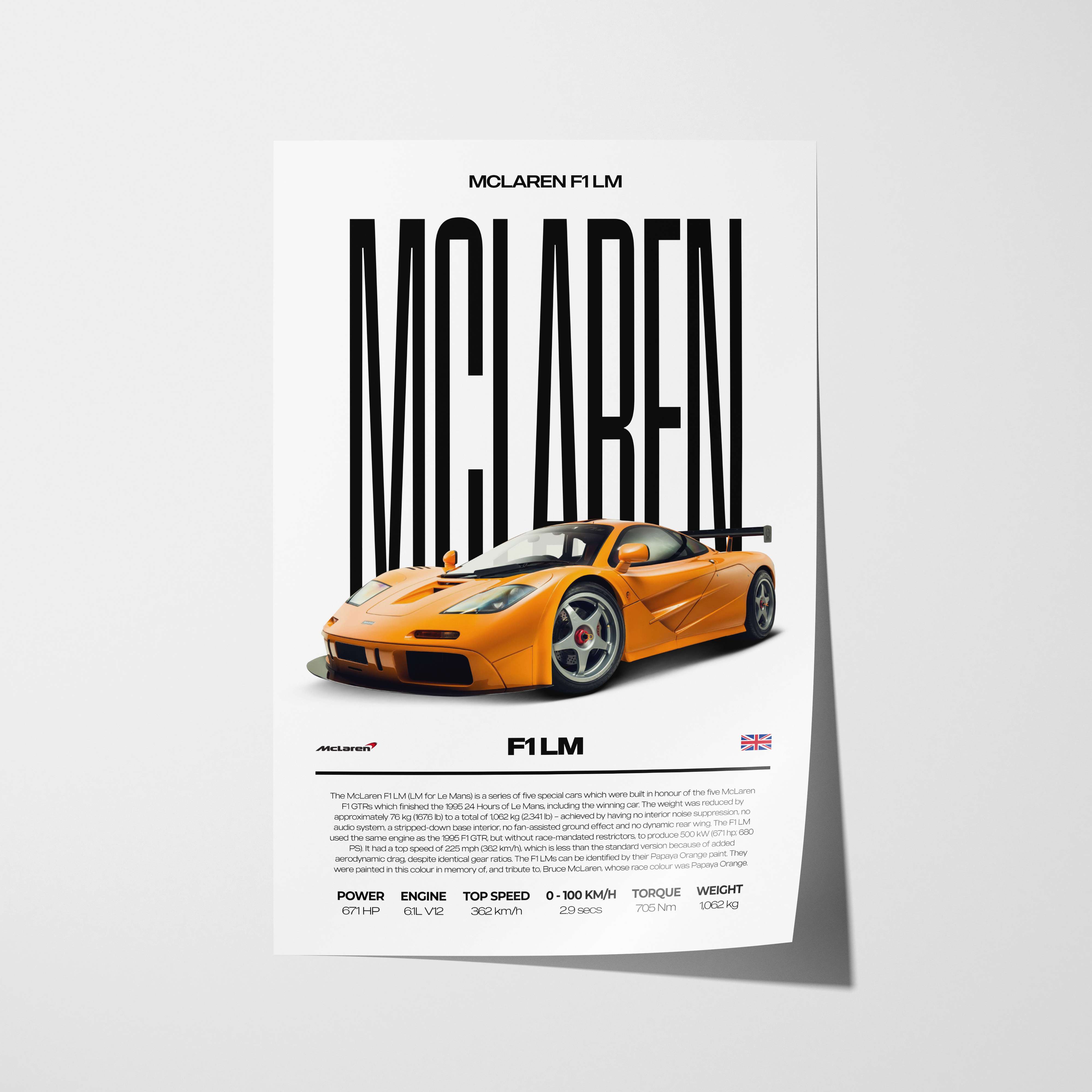 McLaren F1 LM Poster