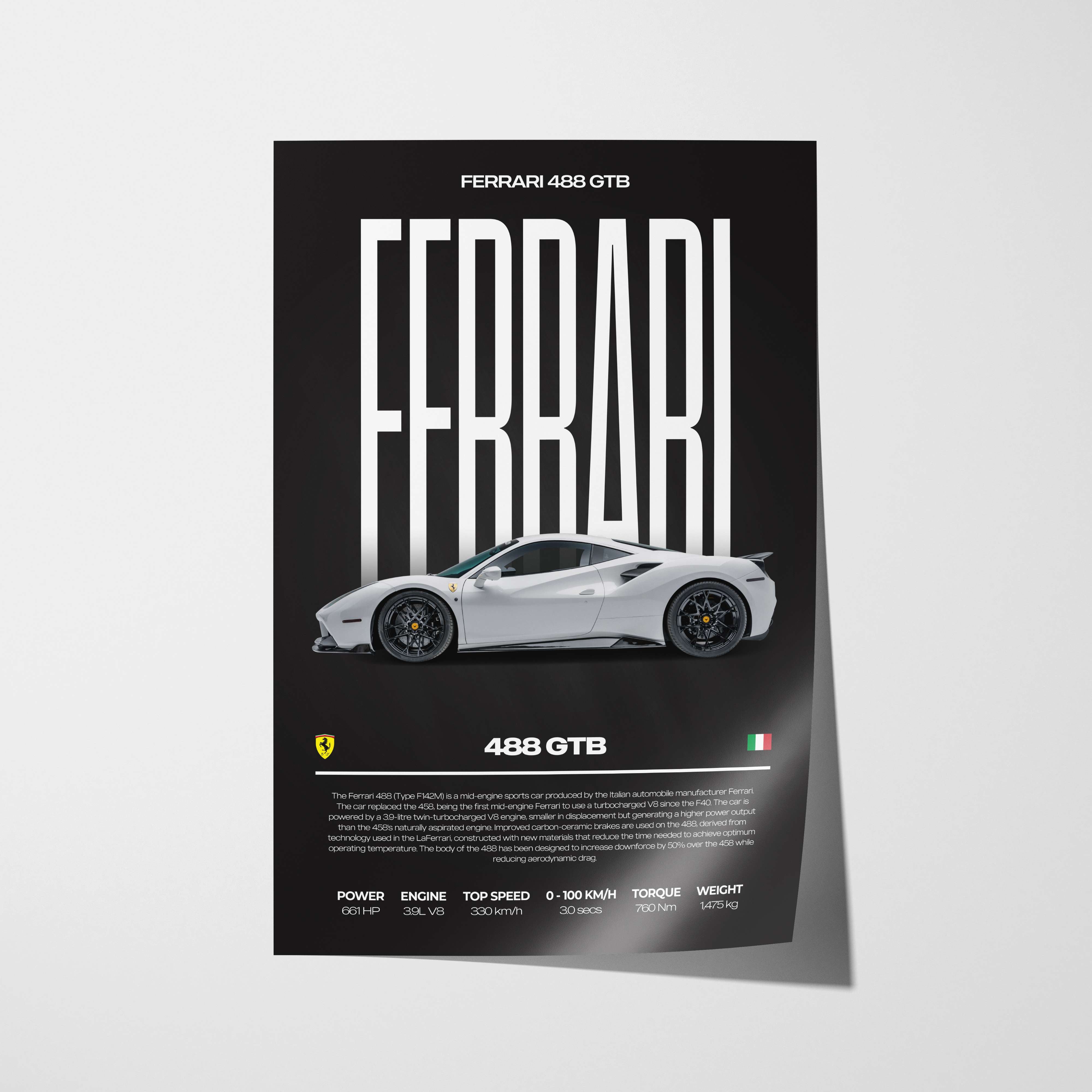 Ferrari 488 GTB Poster