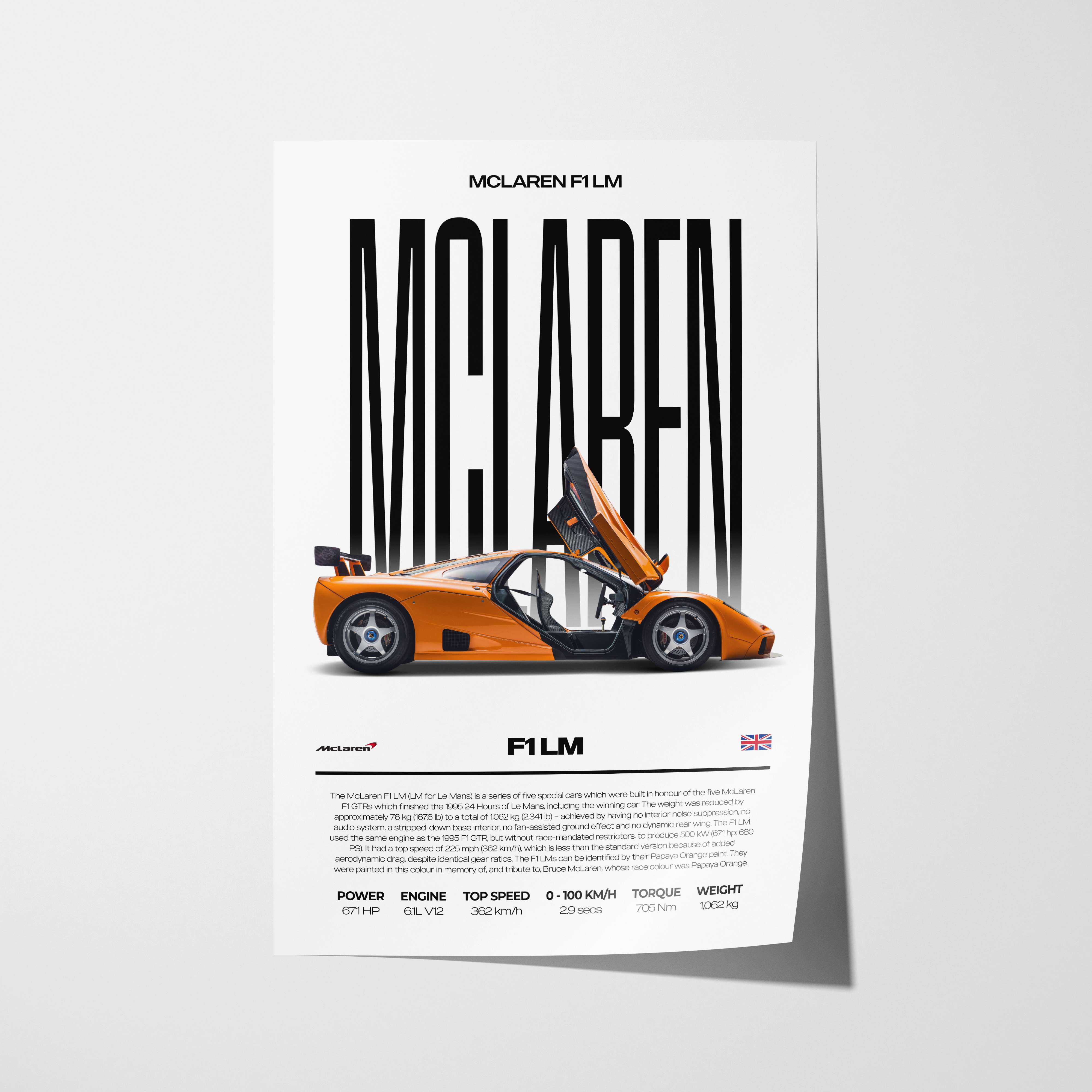 McLaren F1 LM Poster