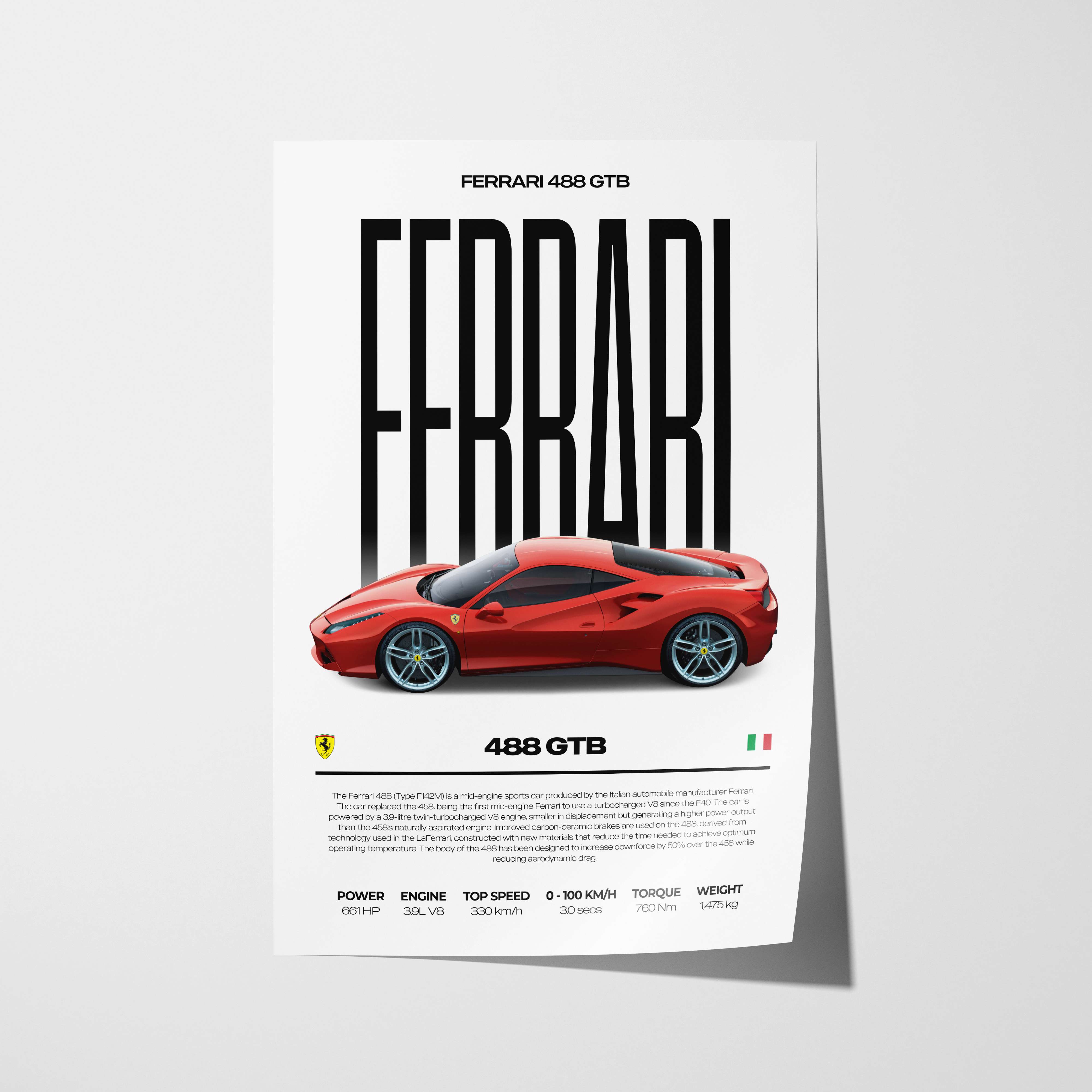 Ferrari 488 GTB Poster