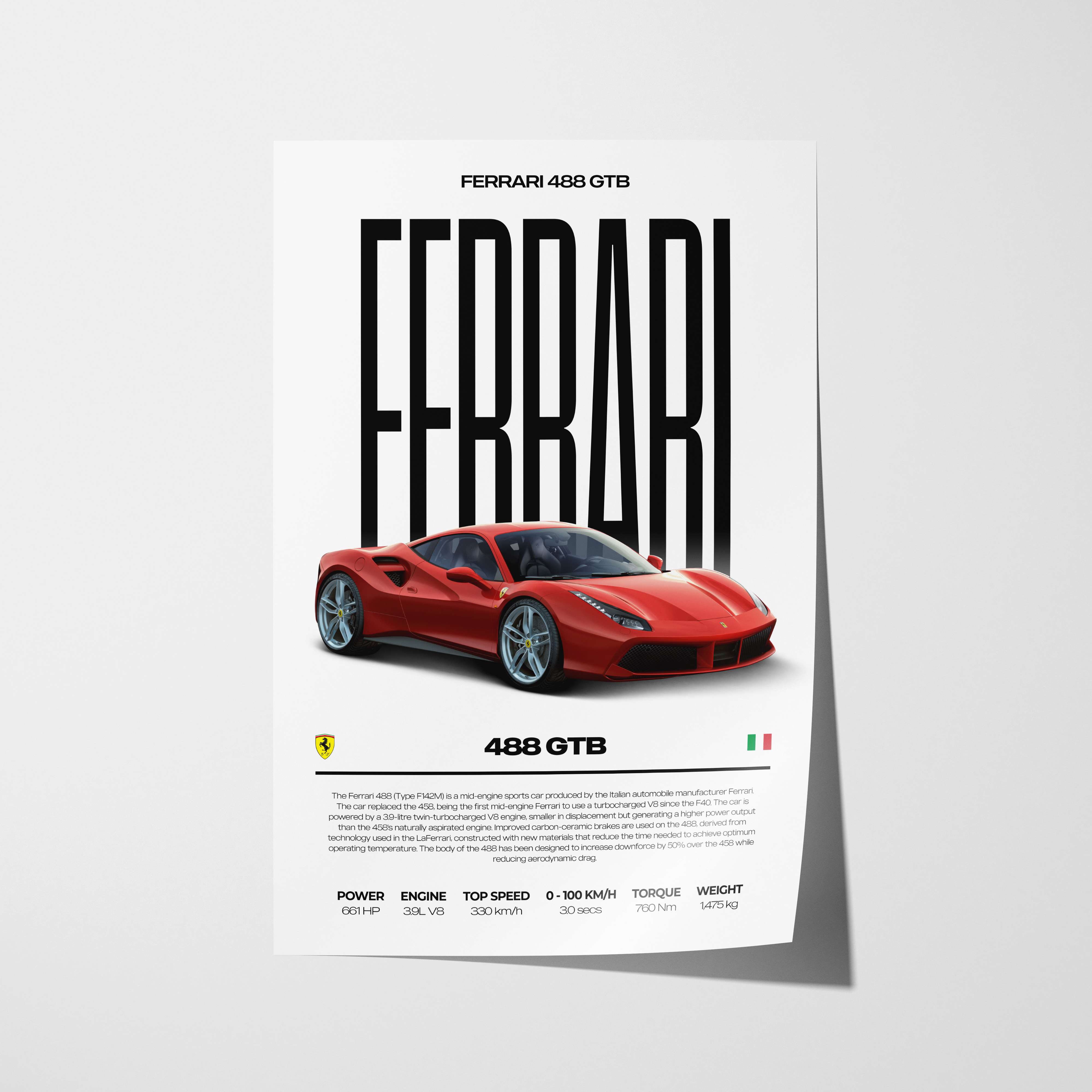 Ferrari 488 GTB Poster