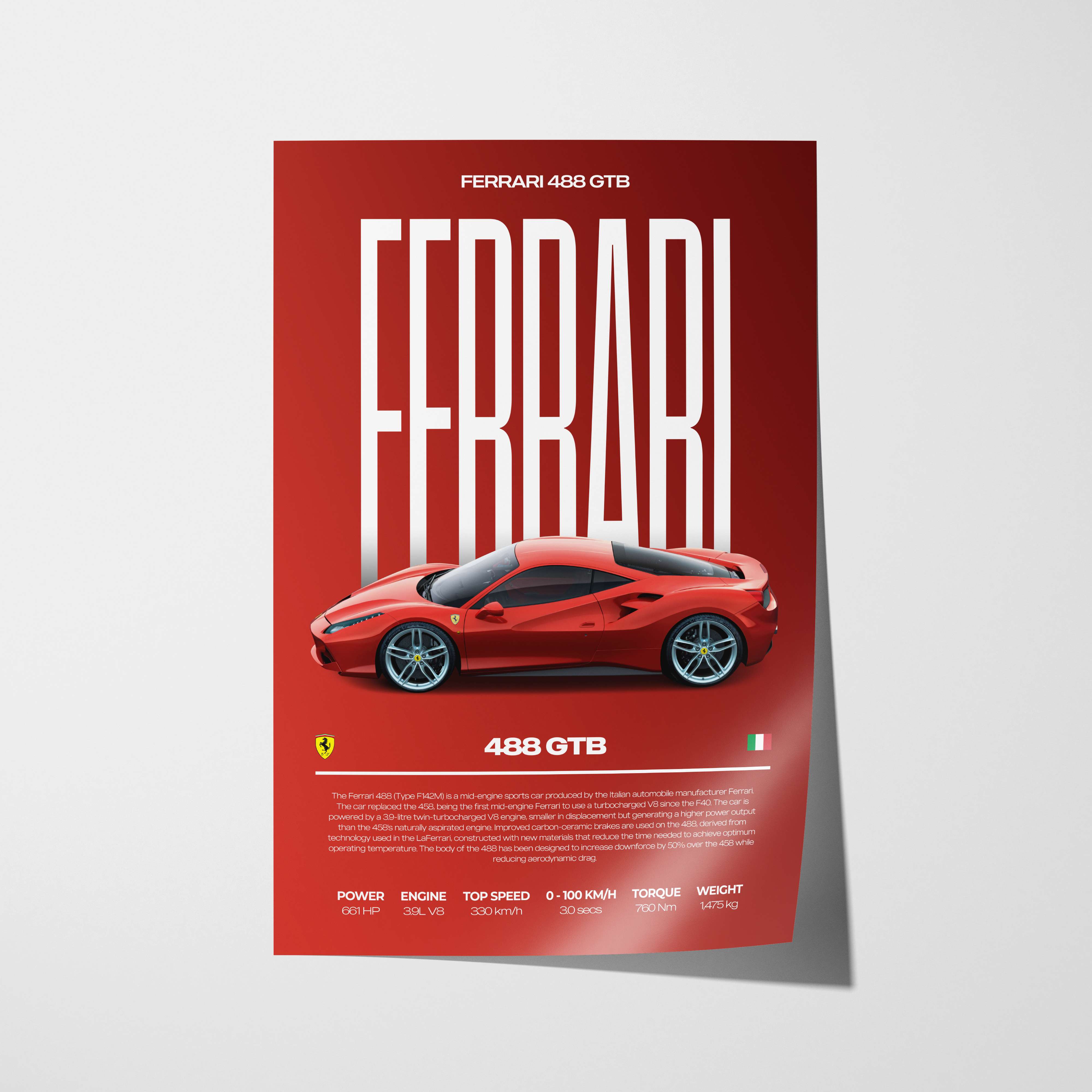 Ferrari 488 GTB Poster