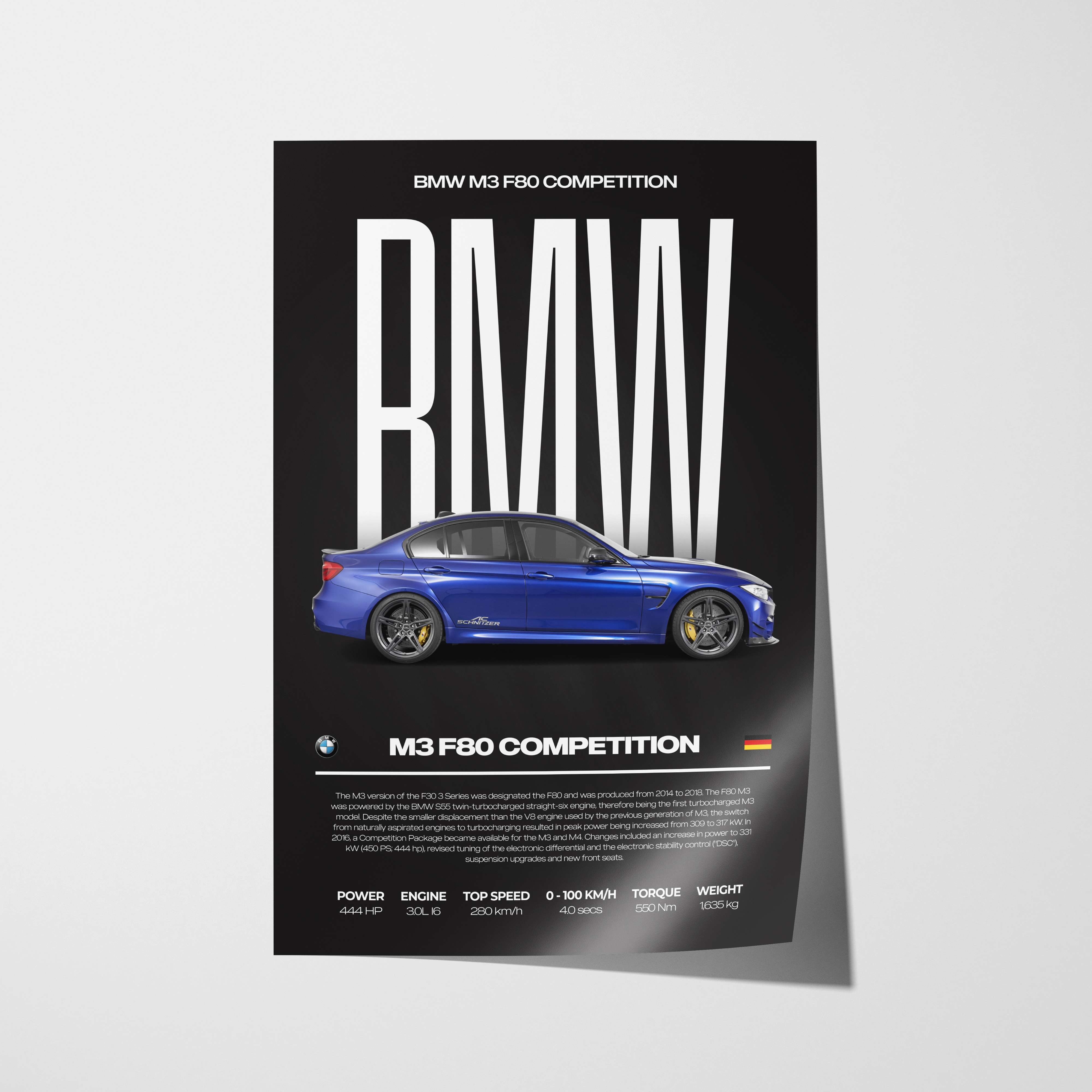 BMW M3 F80 Competition Poster