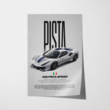 488 Pista Spider Car Poster