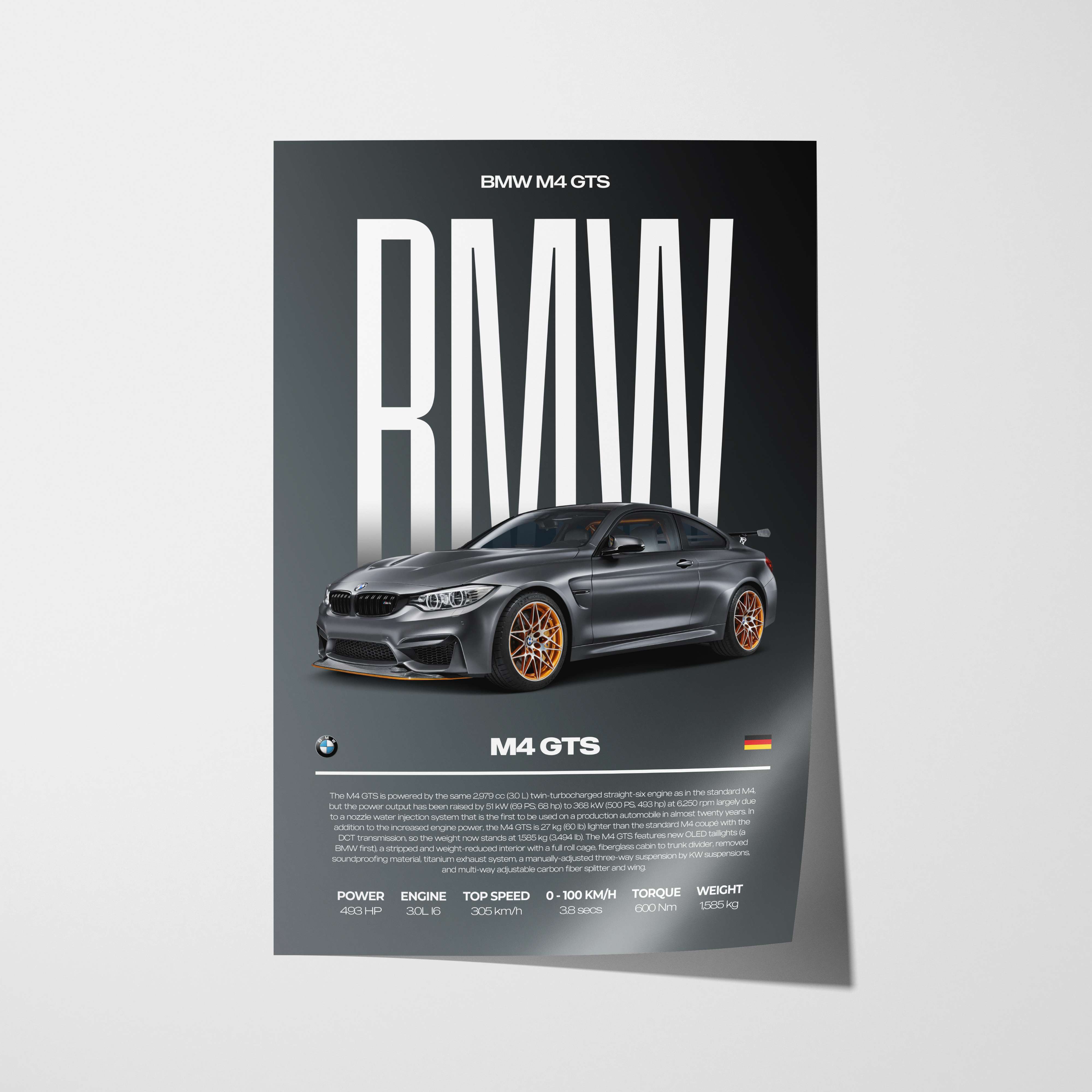 BMW M4 GTS Poster