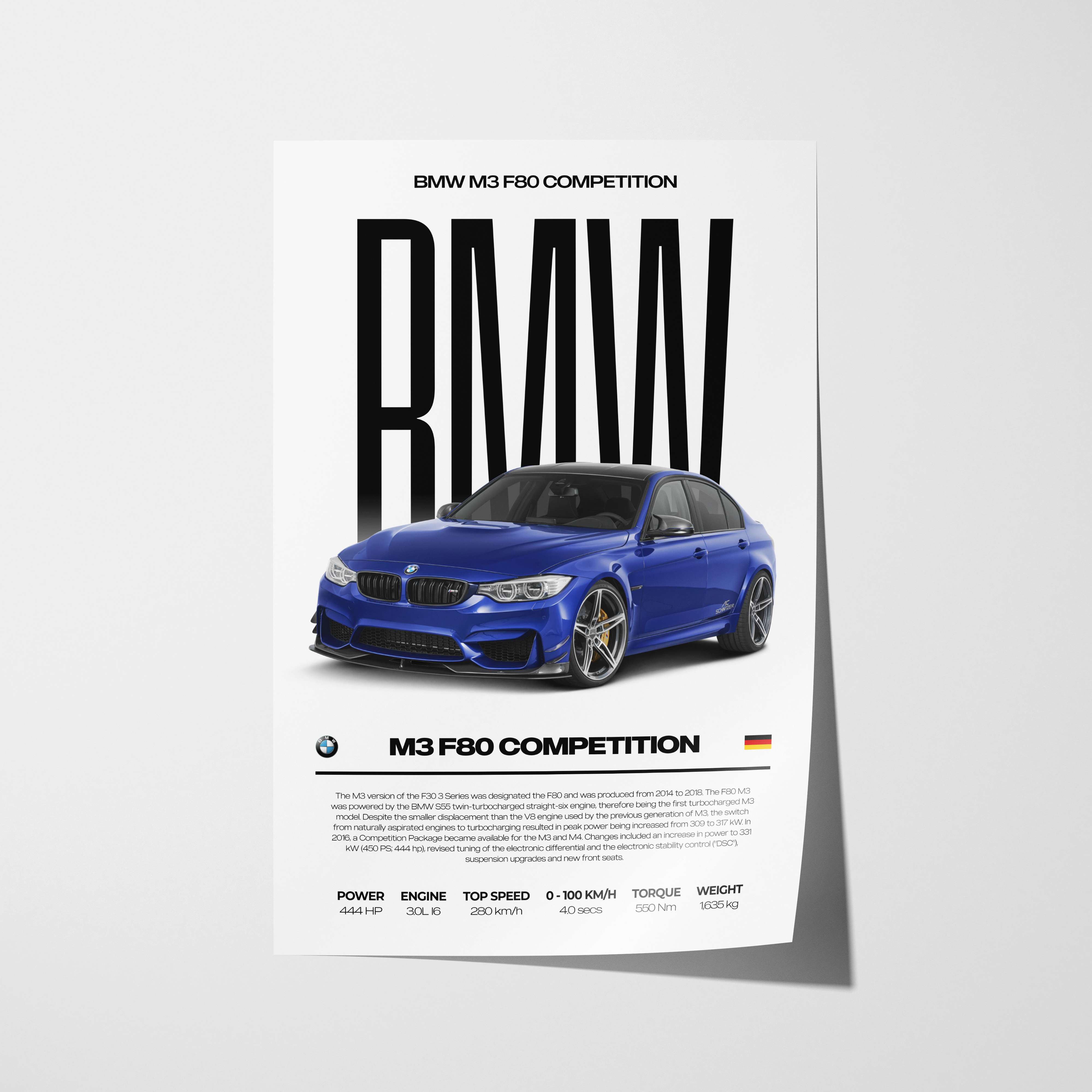 BMW M3 F80 Competition Poster