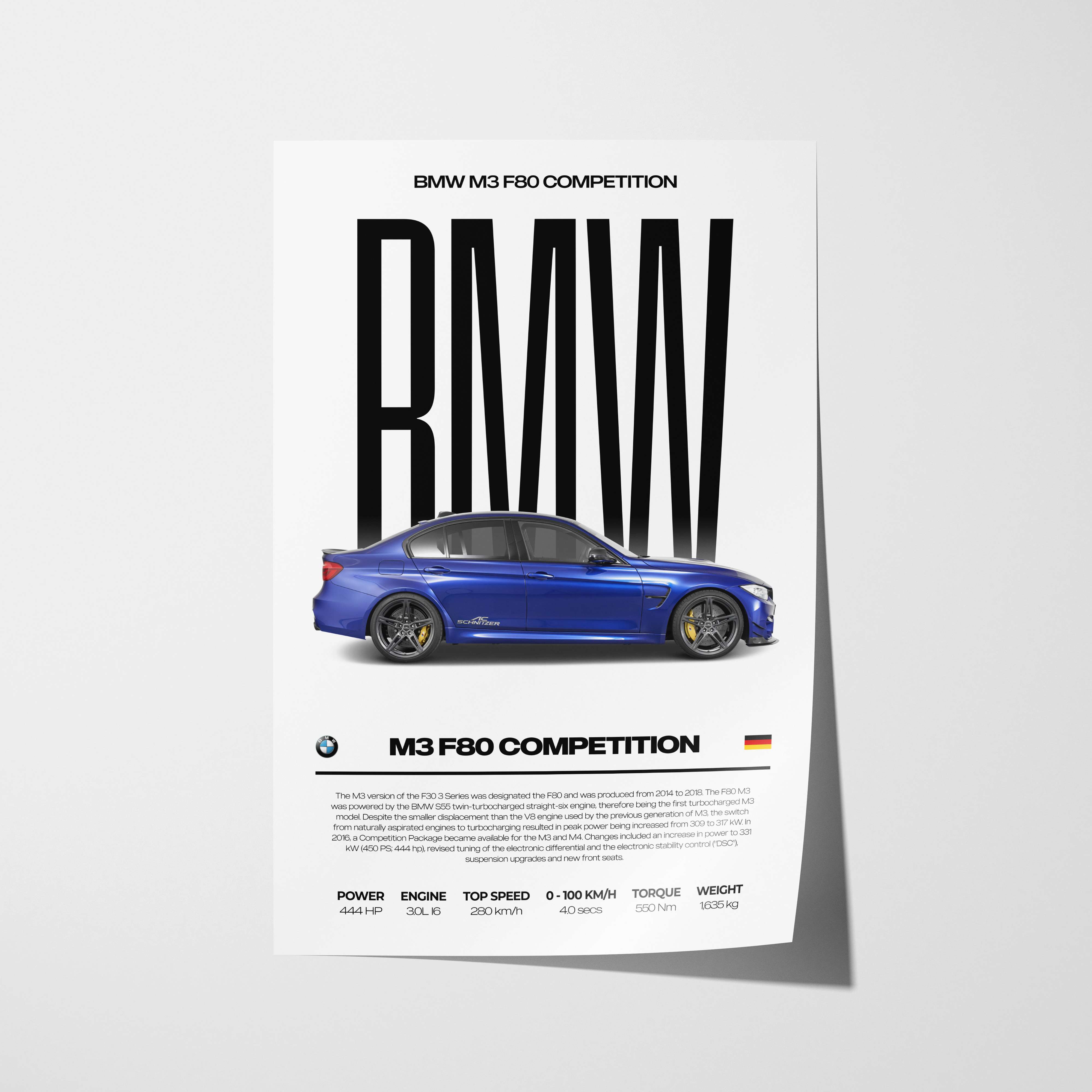 BMW M3 F80 Competition Poster