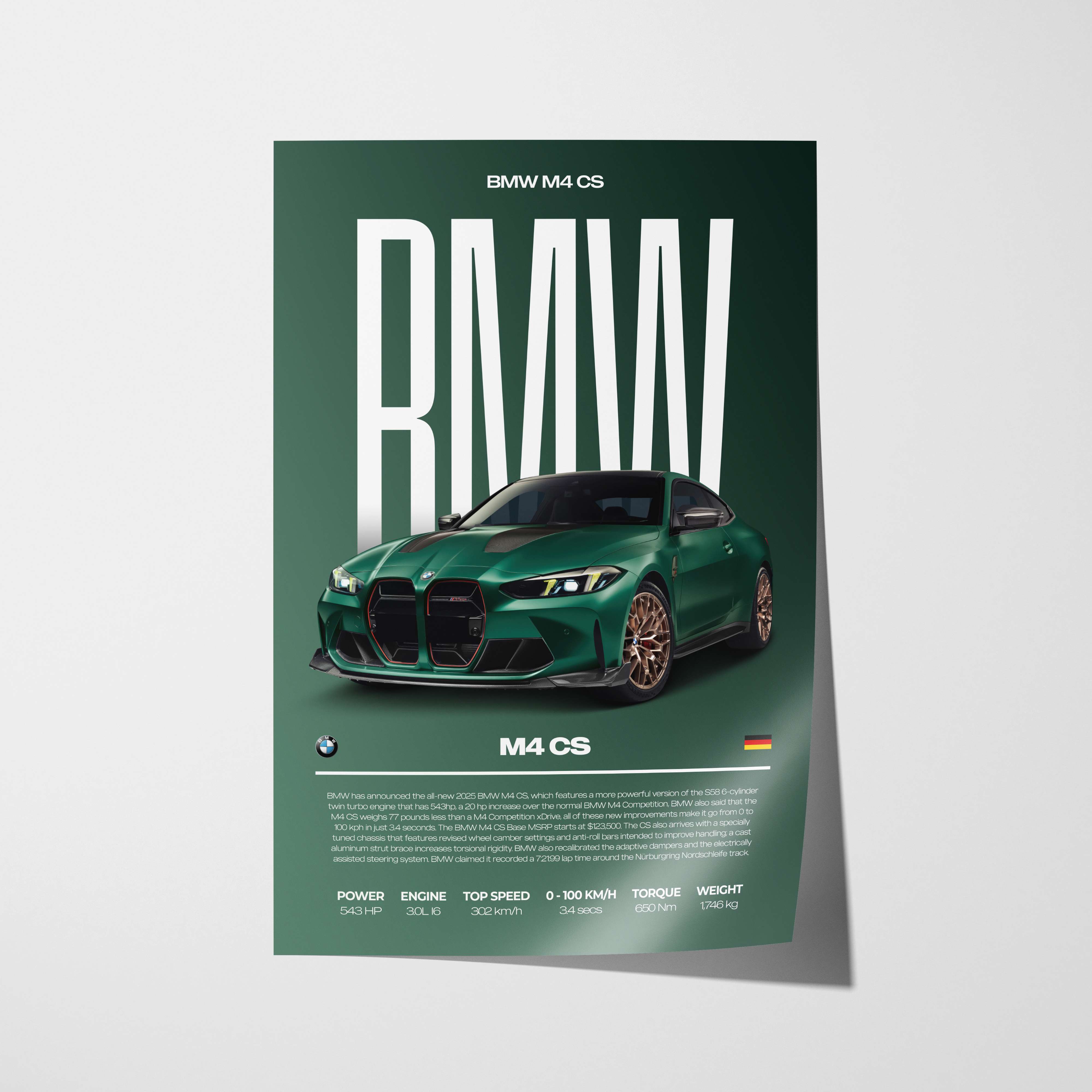 BMW M4 CS Poster