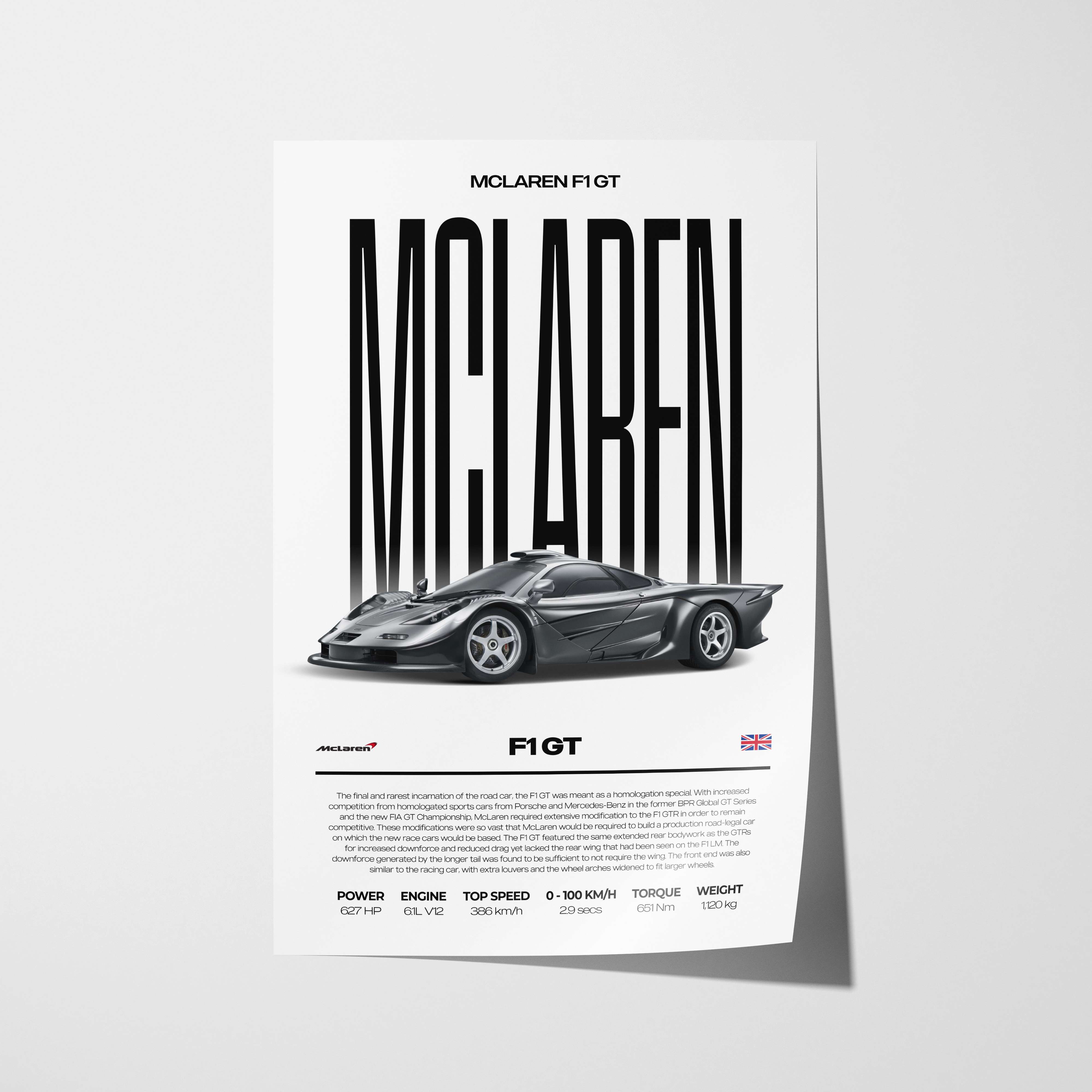 McLaren F1 GT Poster