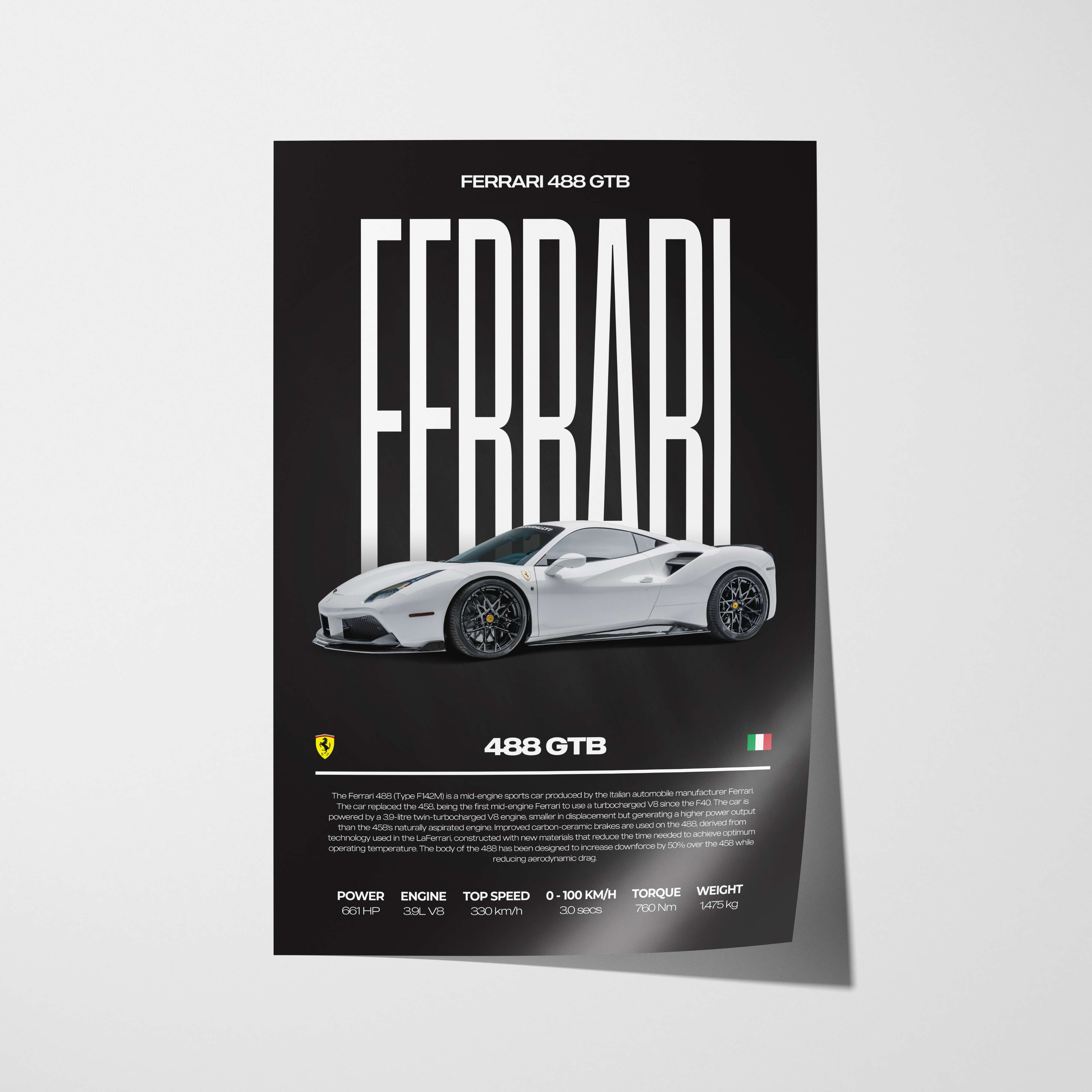 Ferrari 488 GTB Poster