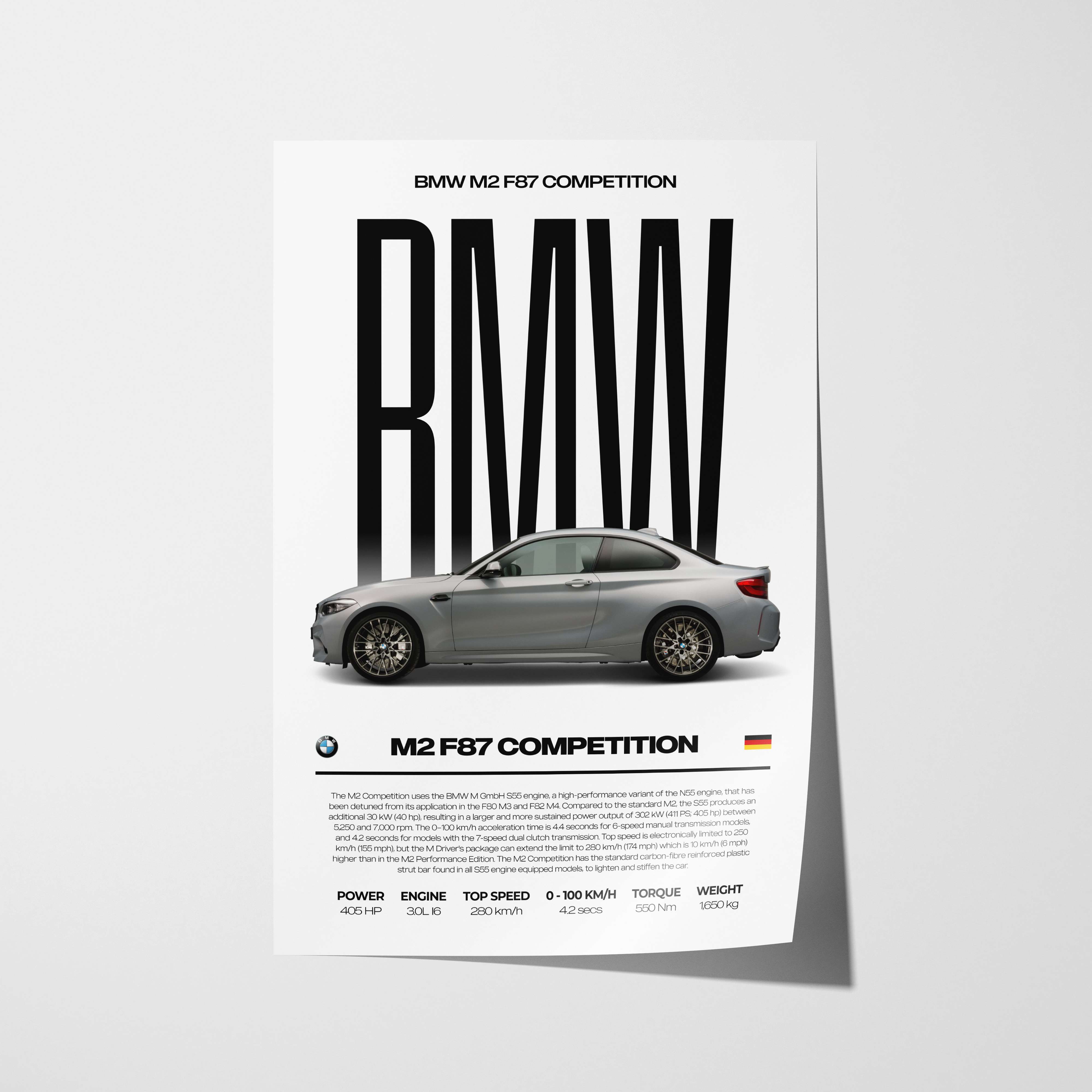 BMW M2 F87 Competition Poster