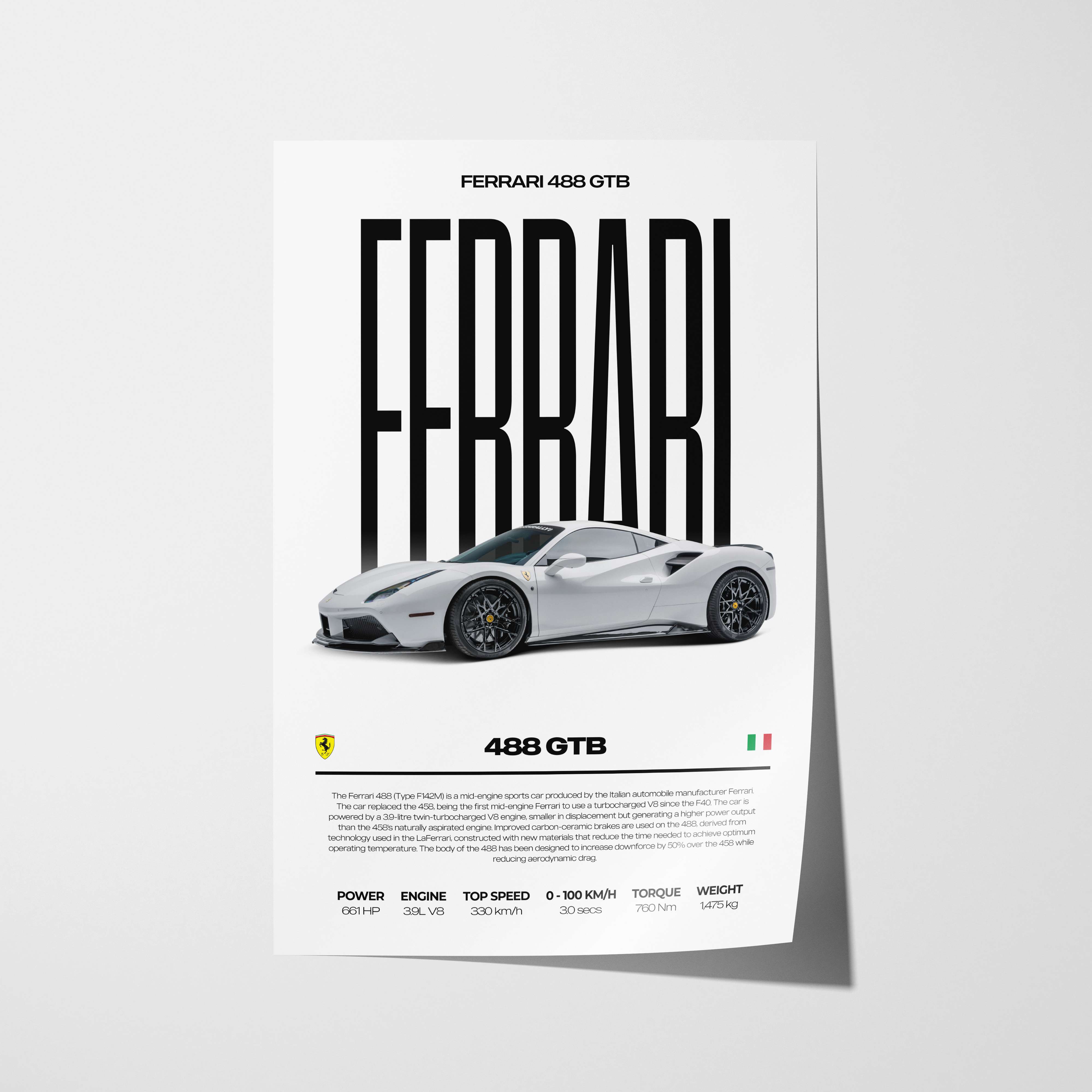 Ferrari 488 GTB Poster