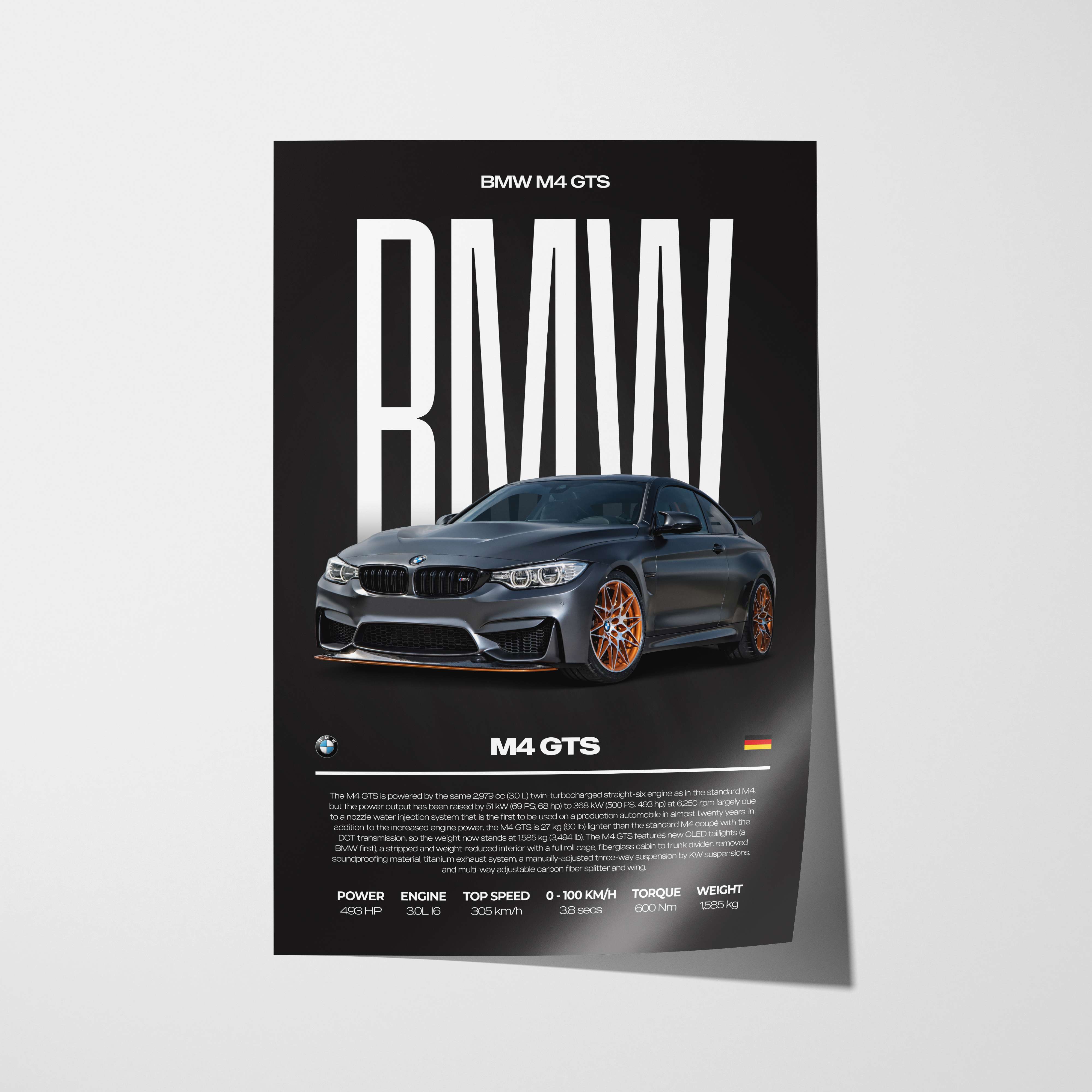 BMW M4 GTS Poster