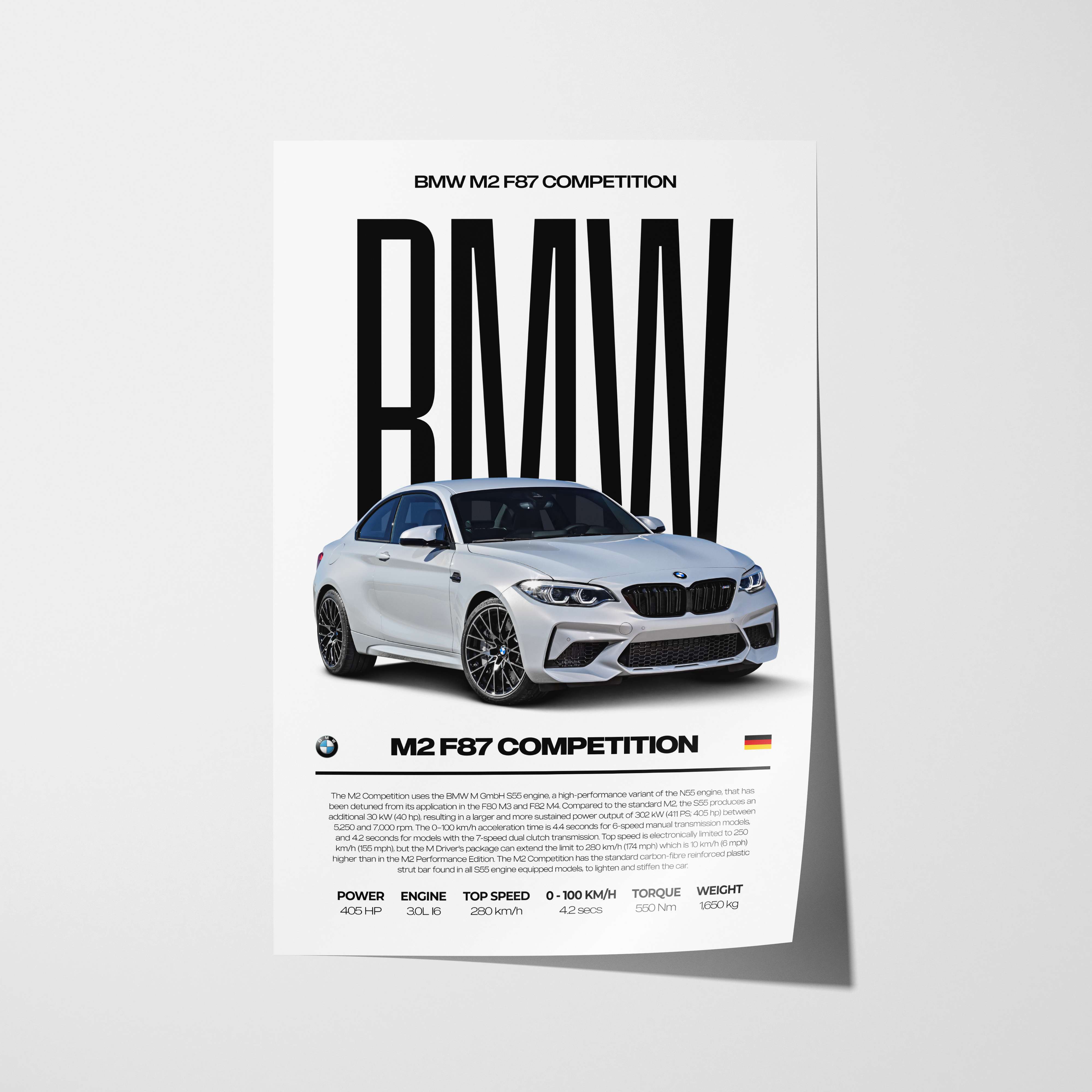 BMW M2 F87 Competition Poster